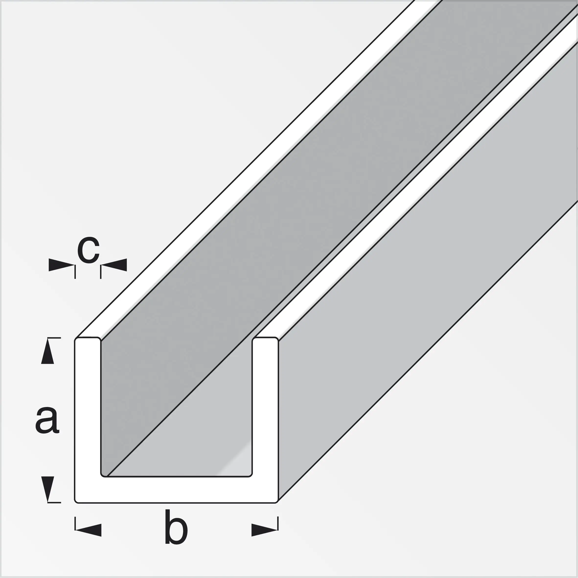 alfer U-Profil 2 m, 25 x 25 x 1.5 mm Aluminium roh blank