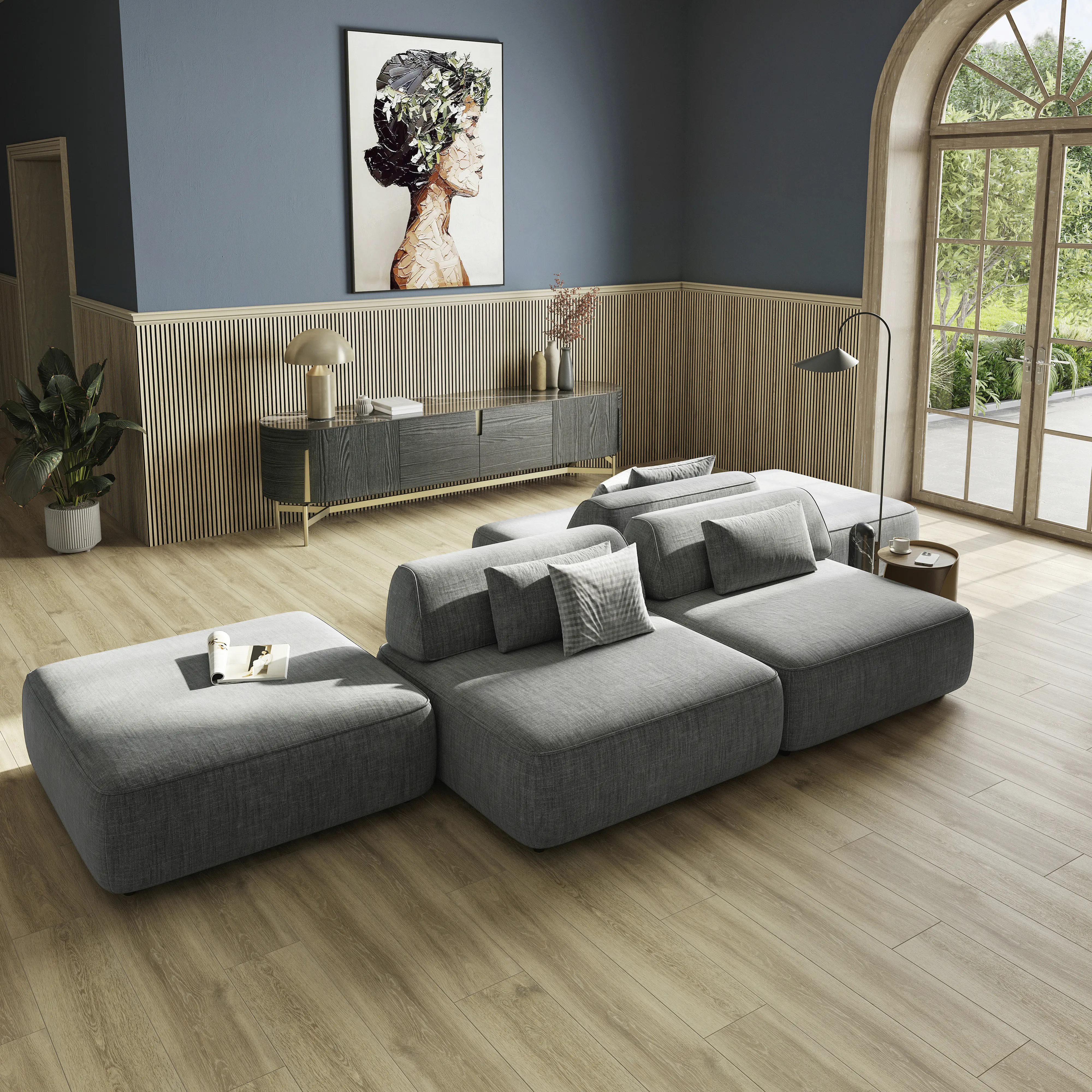 Bodenfliese Feinsteinzeug Cannettato Decoro 60 x 120 cm braun/schwarz