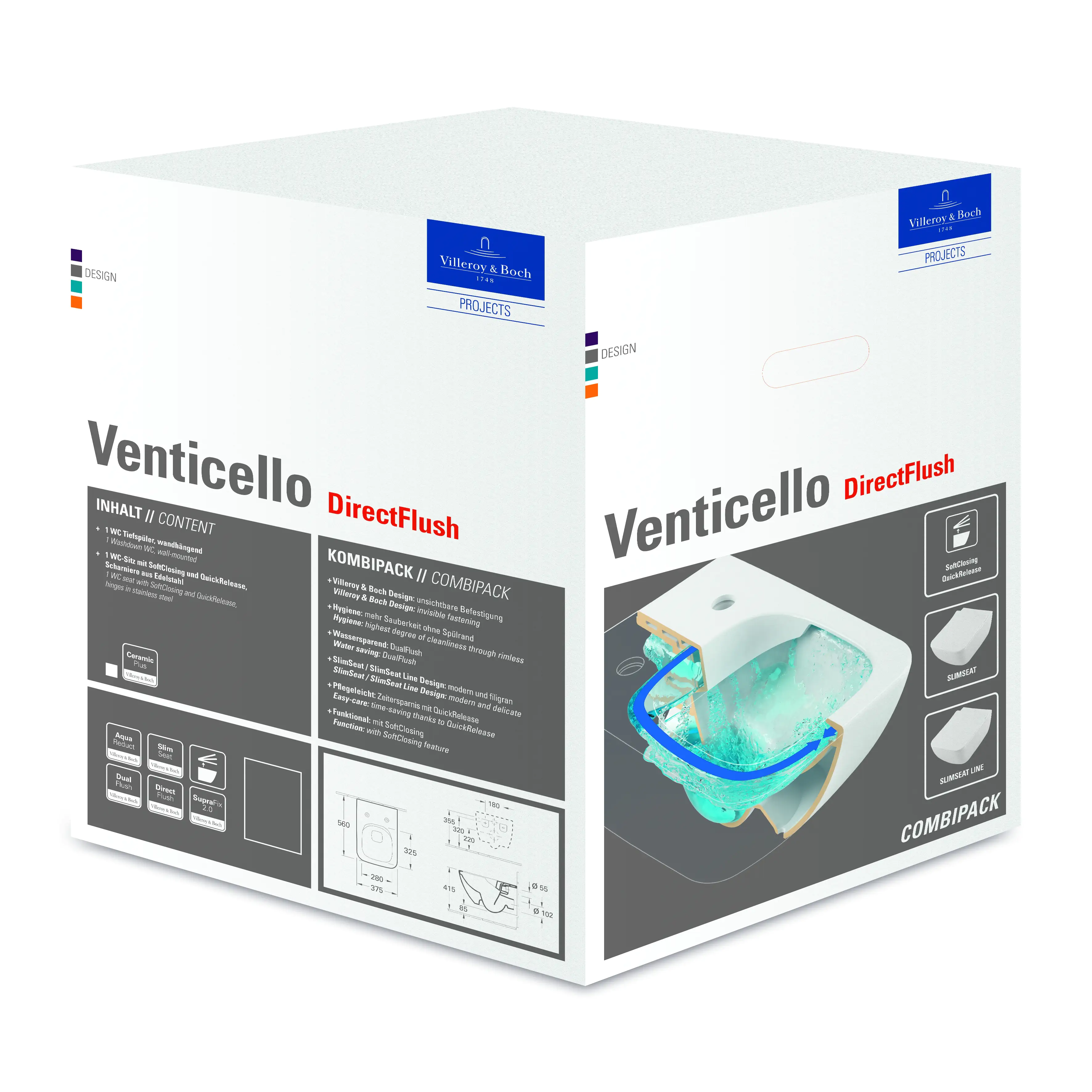 Villeroy & Boch Wand-Tiefspül WC Venticello spülrandlos CeramicPlus