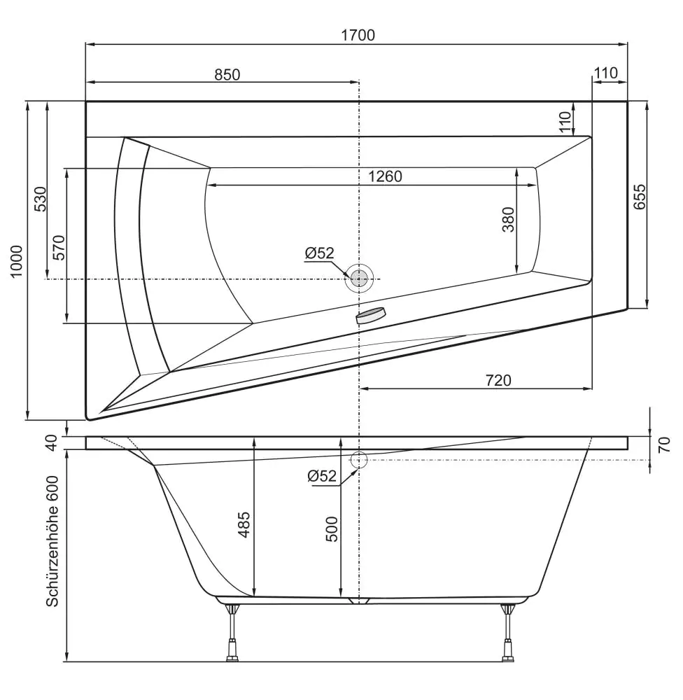Ottofond Whirlpool-Komplettset Galia I 170 cm, weiß