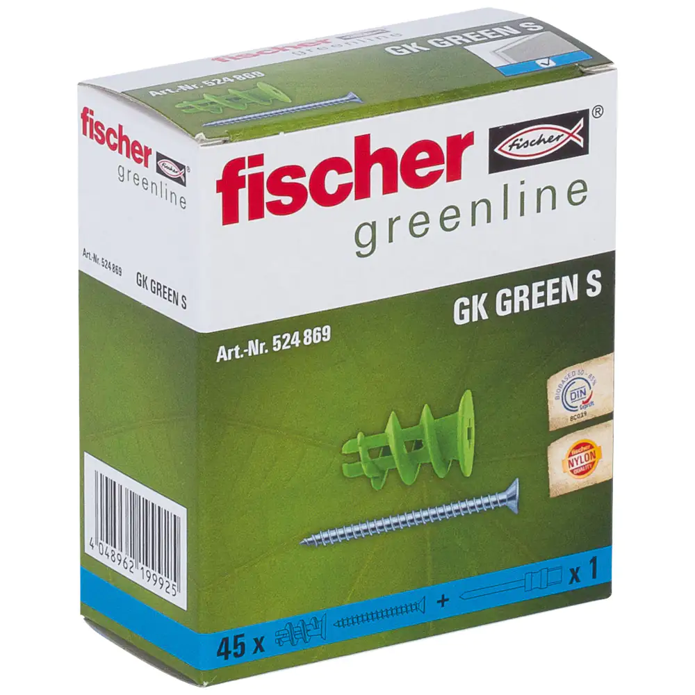 Fischer Gipskartondübel GK green S 22 mm - 45 Stück