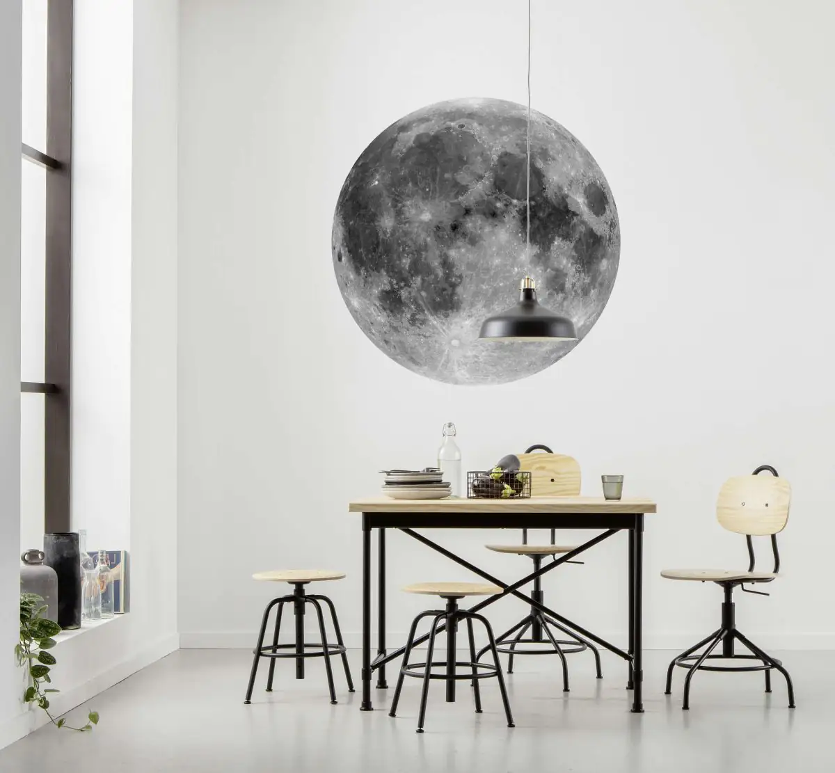 Komar Vlies Fototapete Dot Moon Ø 125 cm, selbstklebend