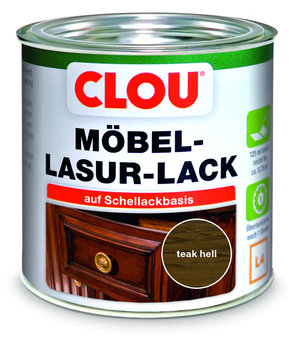 Clou Möbel Lack L4 125 ml teak hell