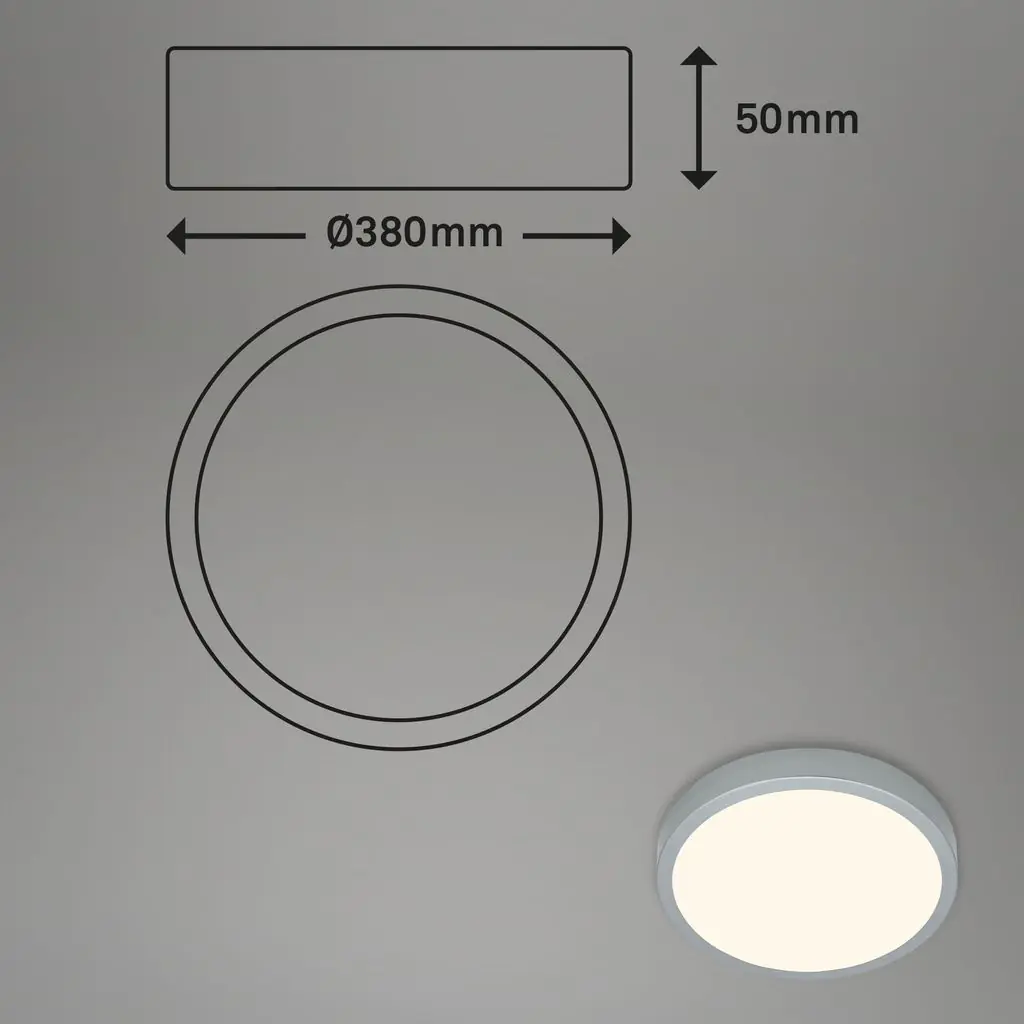 Briloner LED Deckenleuchte Runa Ø 38 cm, Metallrahmen silber