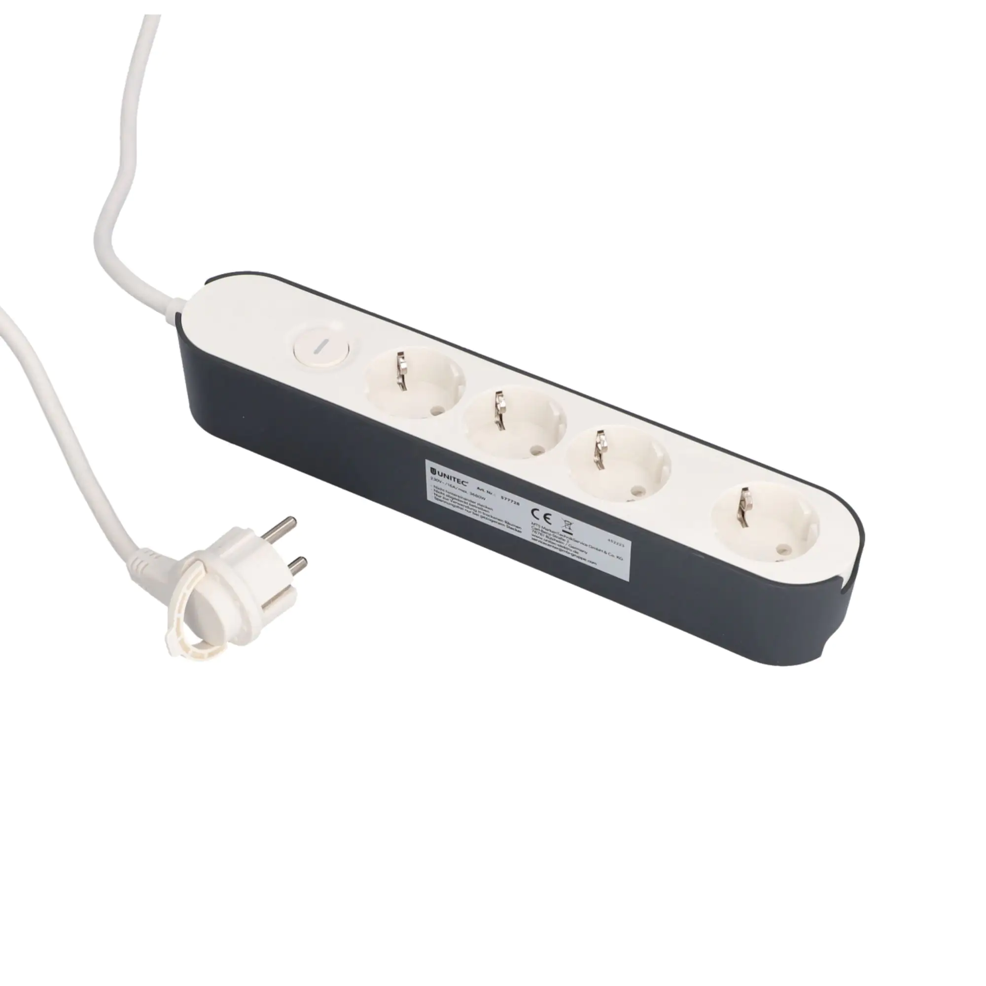 Unitec Tischsteckdose Greenline 4-fach 1,8 Meter mit Schalter weiß/anthrazit