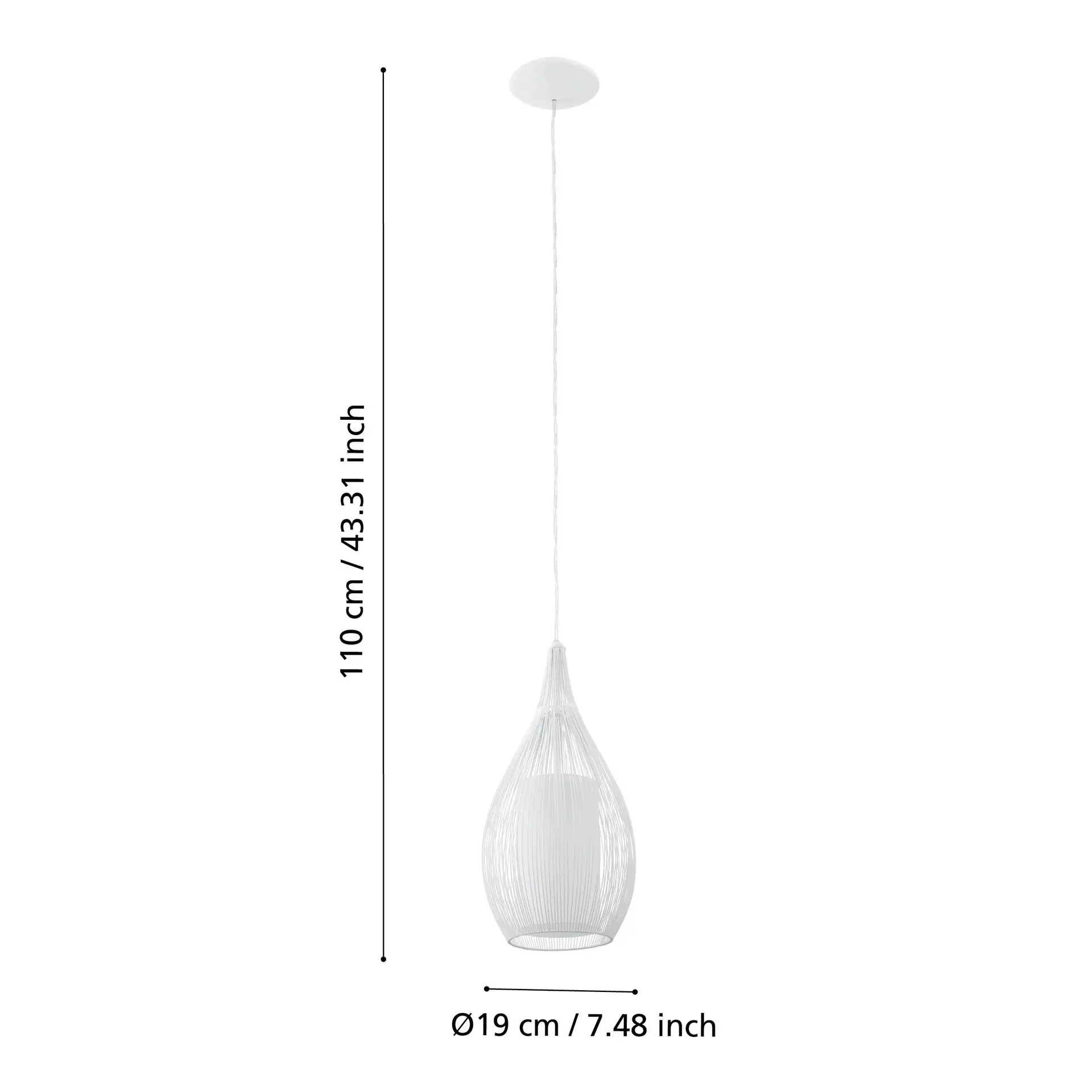 Eglo Pendelleuchte Razoni E27 Ø 19cm weiß