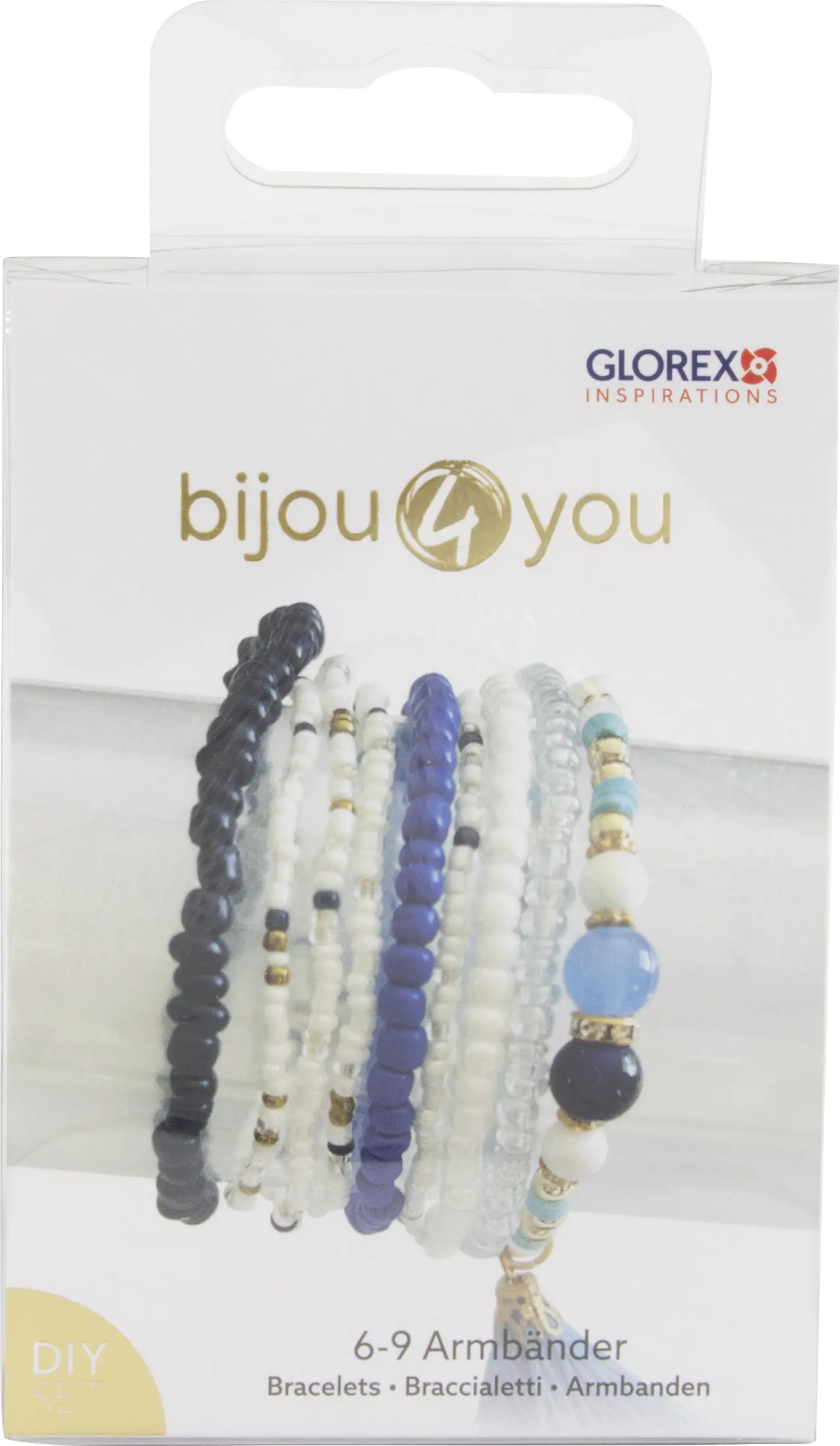 Glorex Armband-Set für 6-9 Armbänder DIY weiß-blau