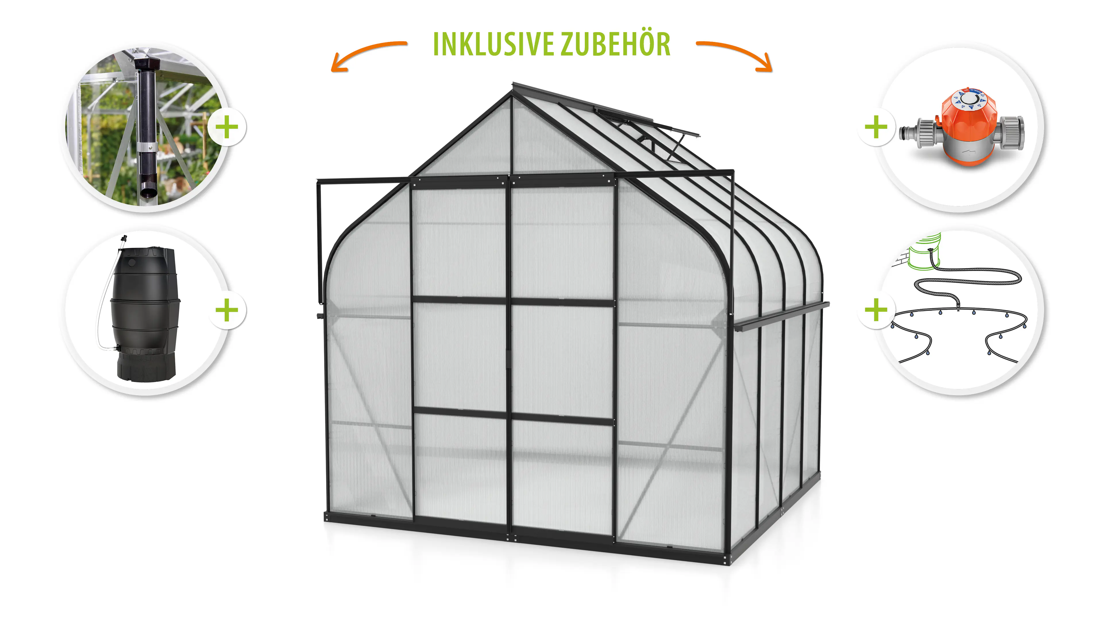 Vitavia Gewächshaus-Set Dione 6700 HKP 4 mm schwarz 254 x 254 cm 