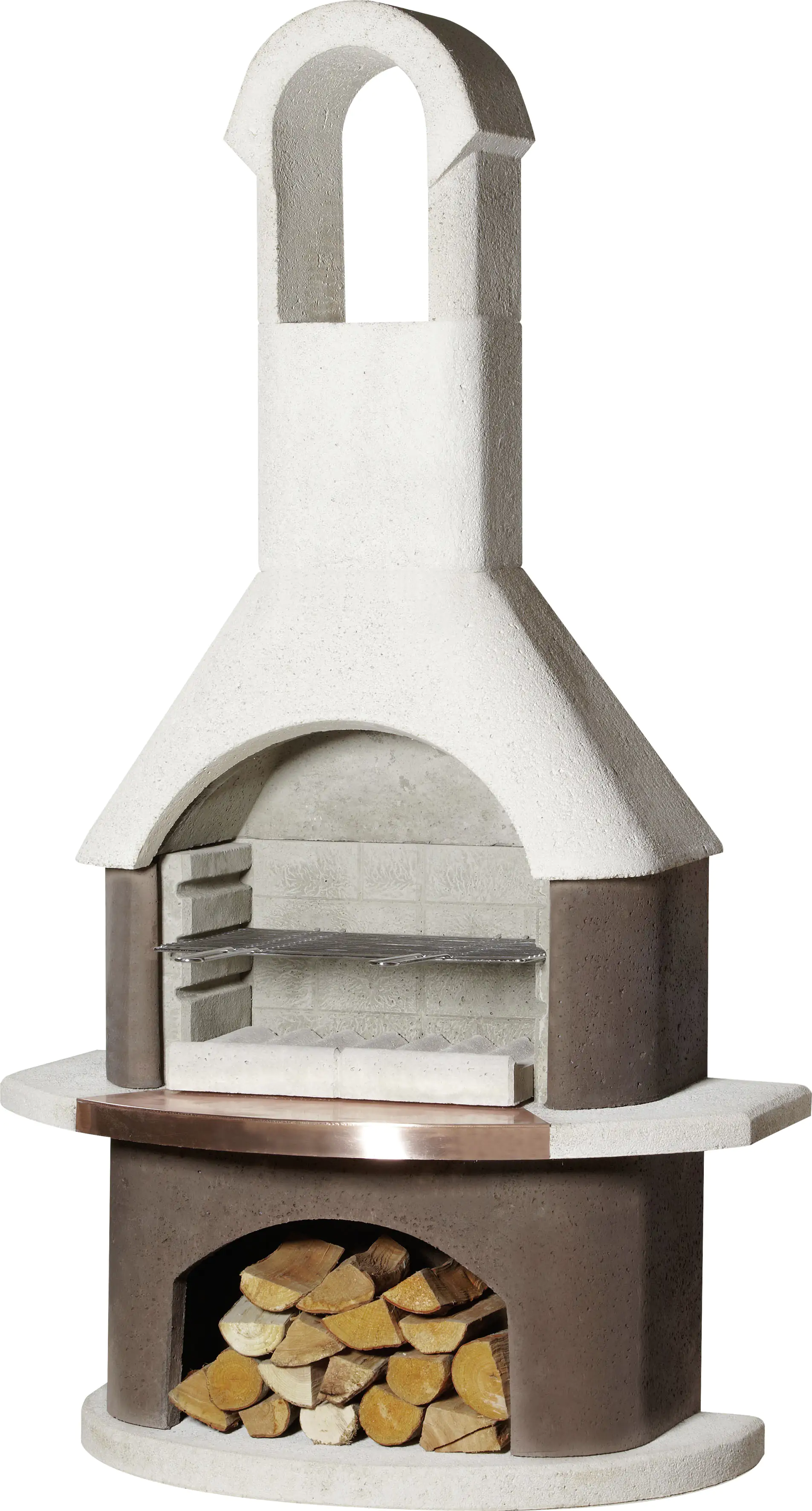 Buschbeck Grillkamin St. Moritz weiß-braun 203 x 110 x 65 cm