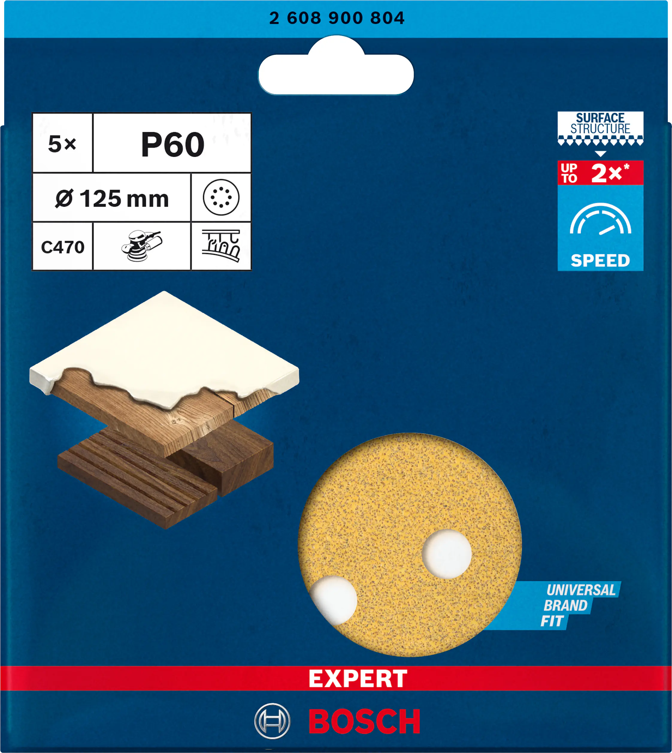 Bosch Expert C470 Schleifpapier für Exzenterschleifer 125 mm G 60 5-teilig