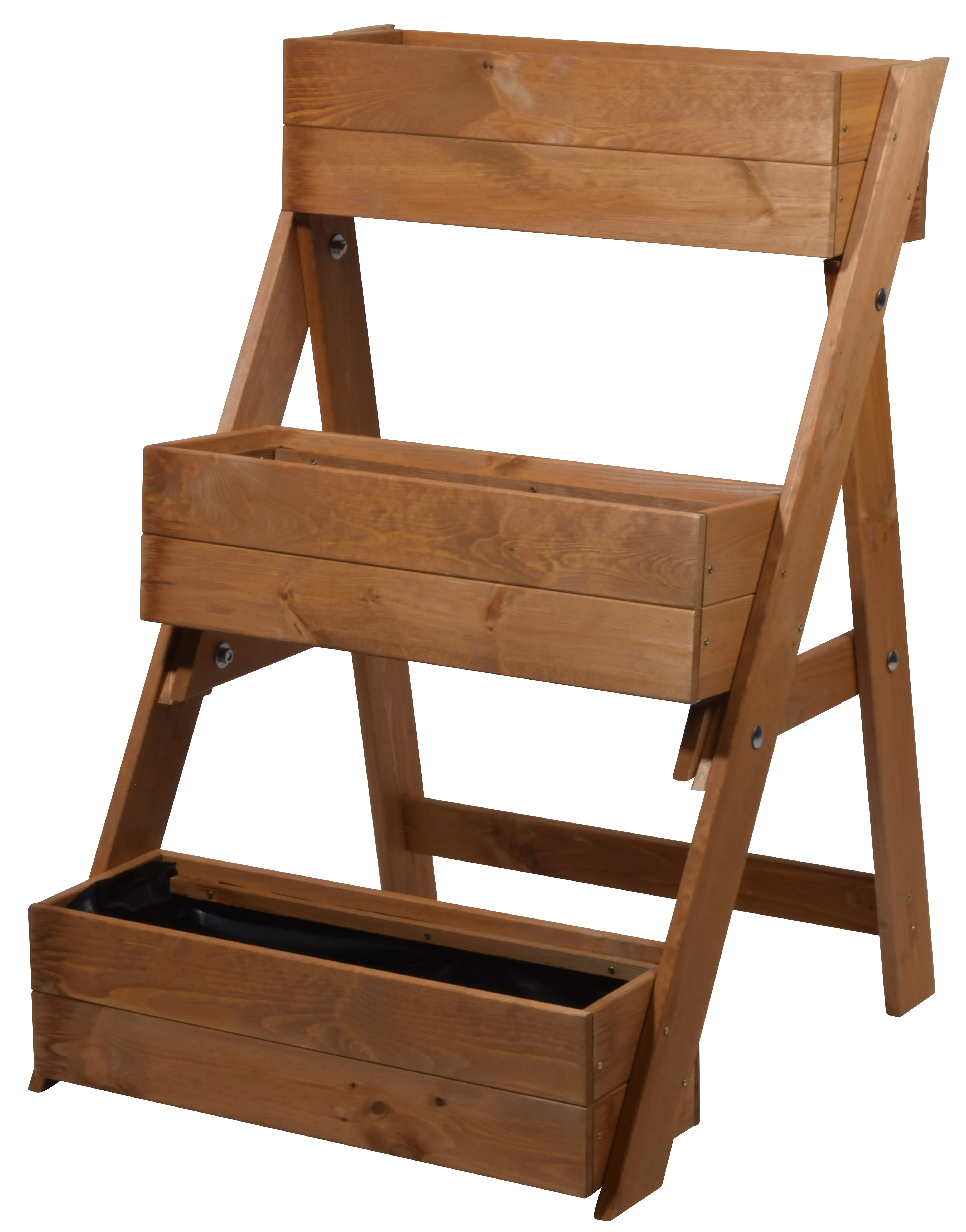 Dobar Dreistufige Pflanztreppe braun ca. 60x70x90 cm