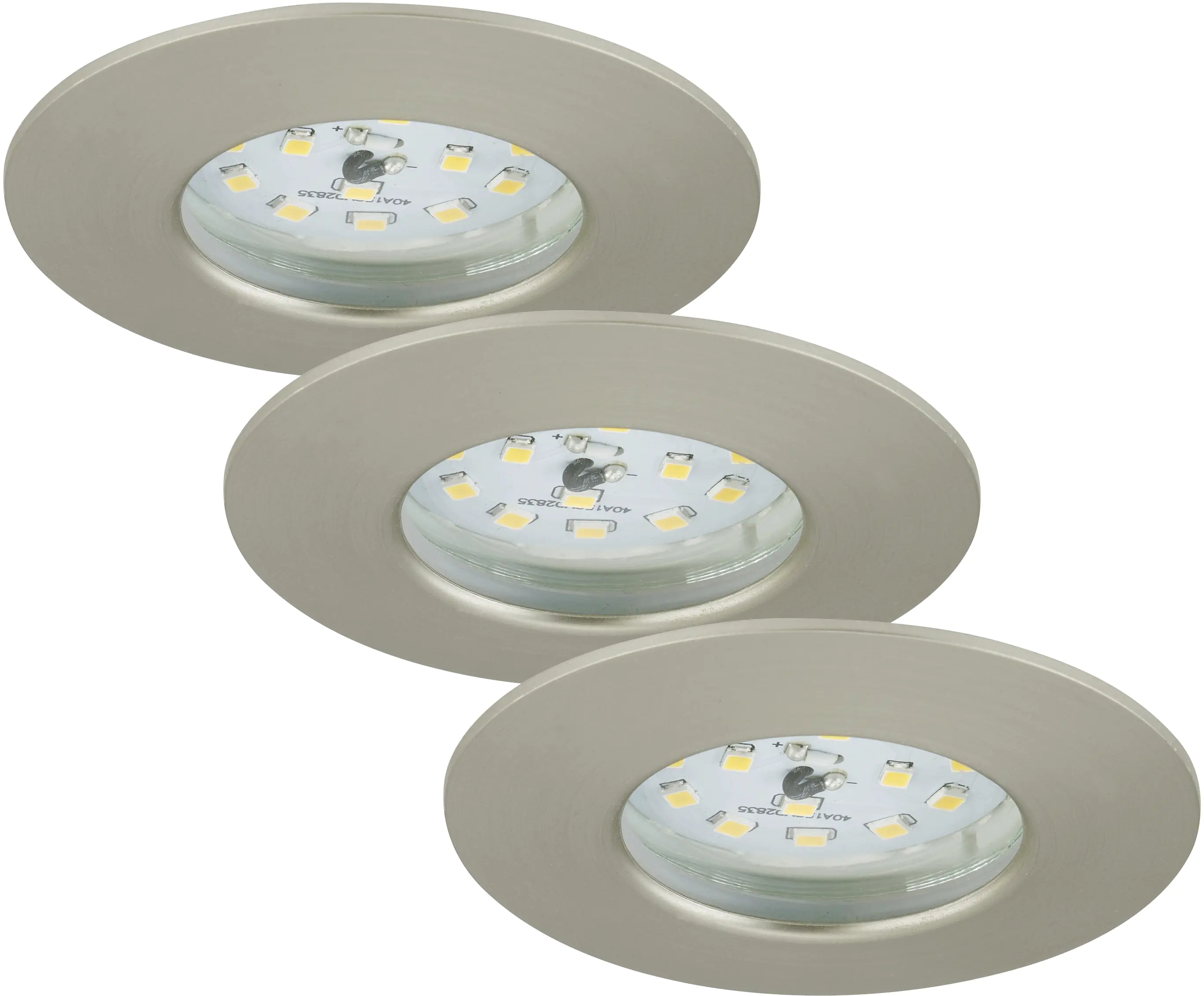 Briloner 3er Set LED Einbauleuchten Attach nickel-matt Ø 7,5 cm starr