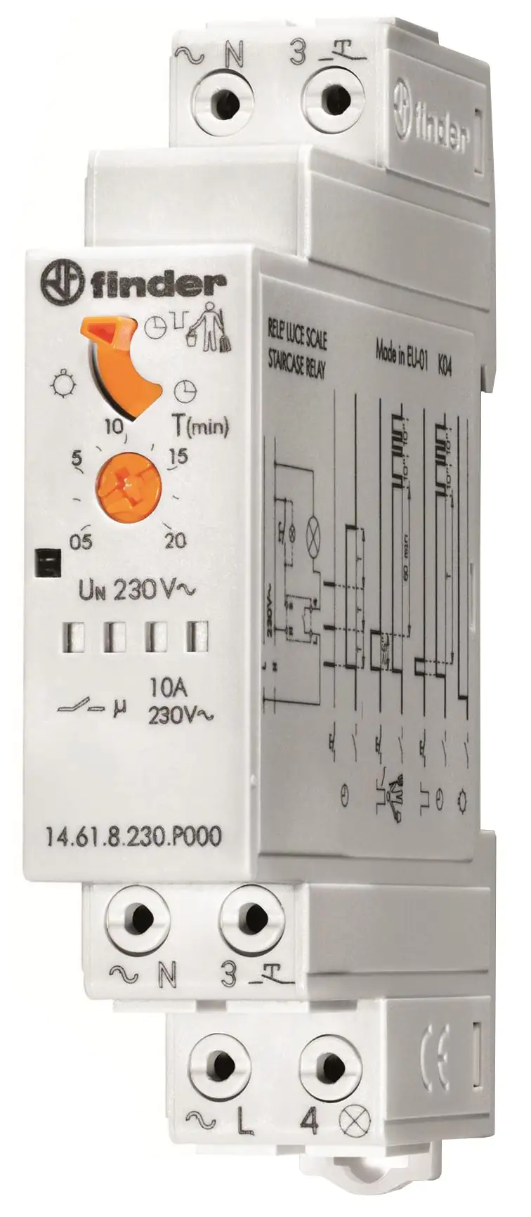 Treppenzeitschalter 1 TE, 10 A Hutschiene, 230V AC, 2300 W