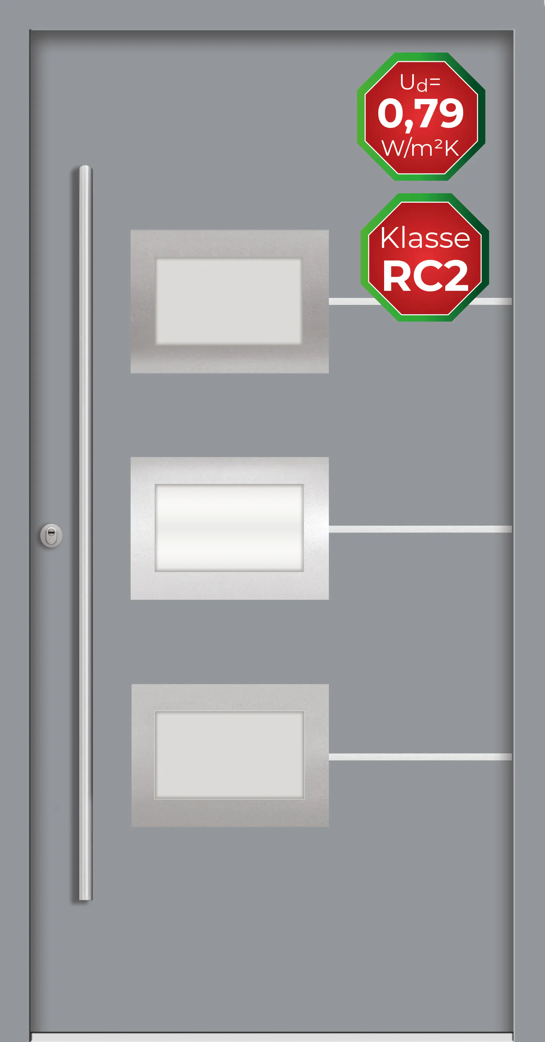 Splendoor Haustür Passivedoor Premium B03 RC2 Grau DIN Links 110 x 210 cm