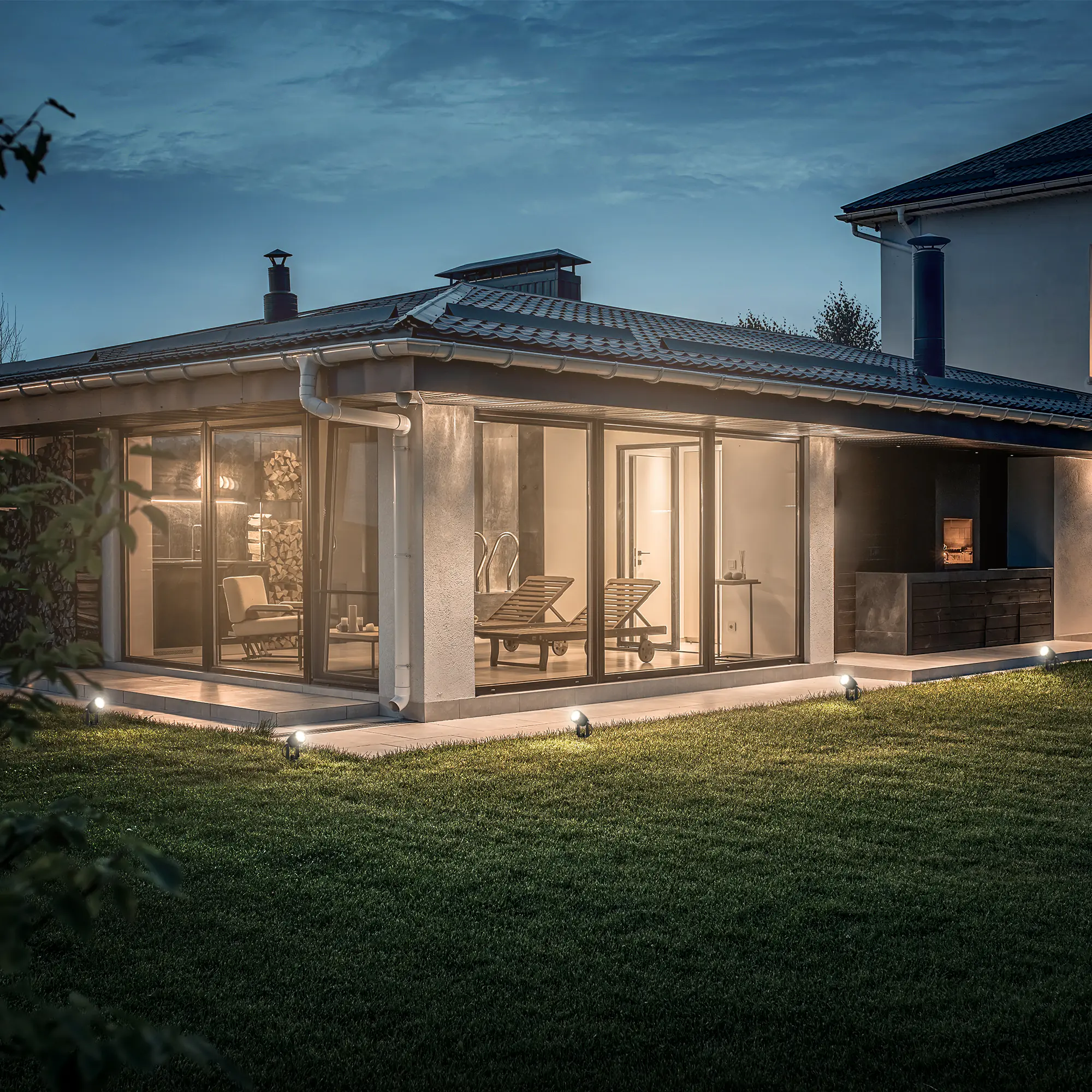 Briloner LED Außen-Bodenstrahler Connect to Shine 3er Starterset 6W warmweiß