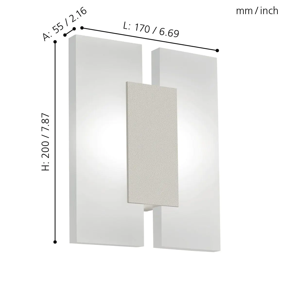 Eglo LED Wandleuchte Metrass 2 nickel-matt 20 x 17 cm warmweiß