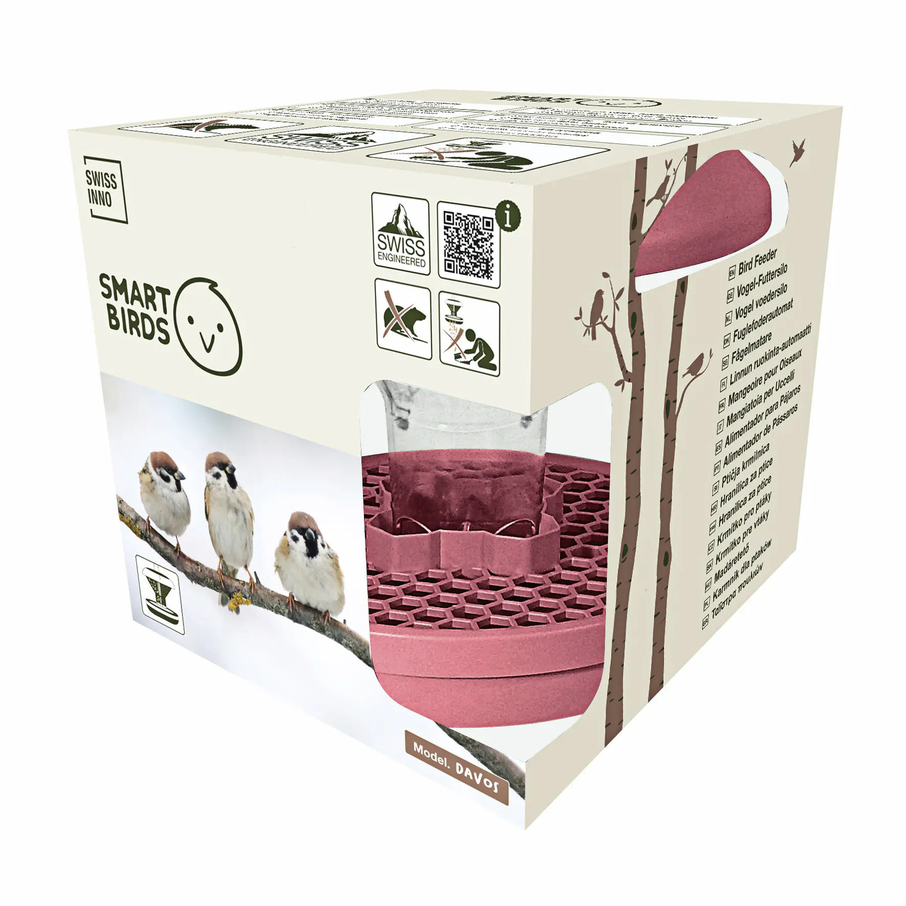 Swissinno Vogelfutterhaus Lucerne 25 x 25 x 22 cm dusty rose