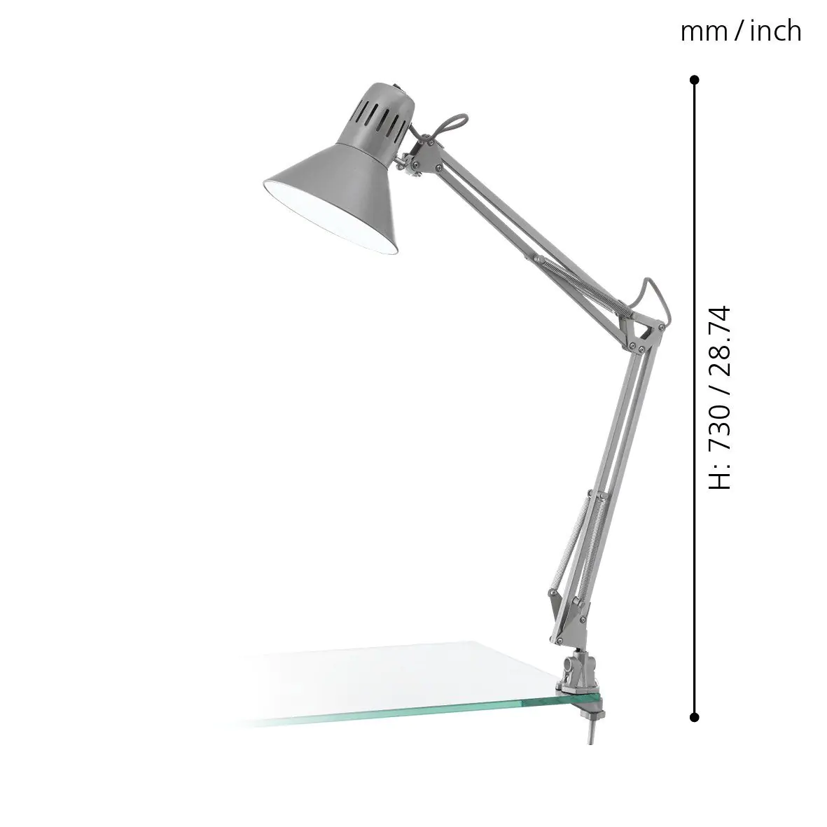 Eglo Klemm-Tischleuchte Firmo silber 73 cm E27