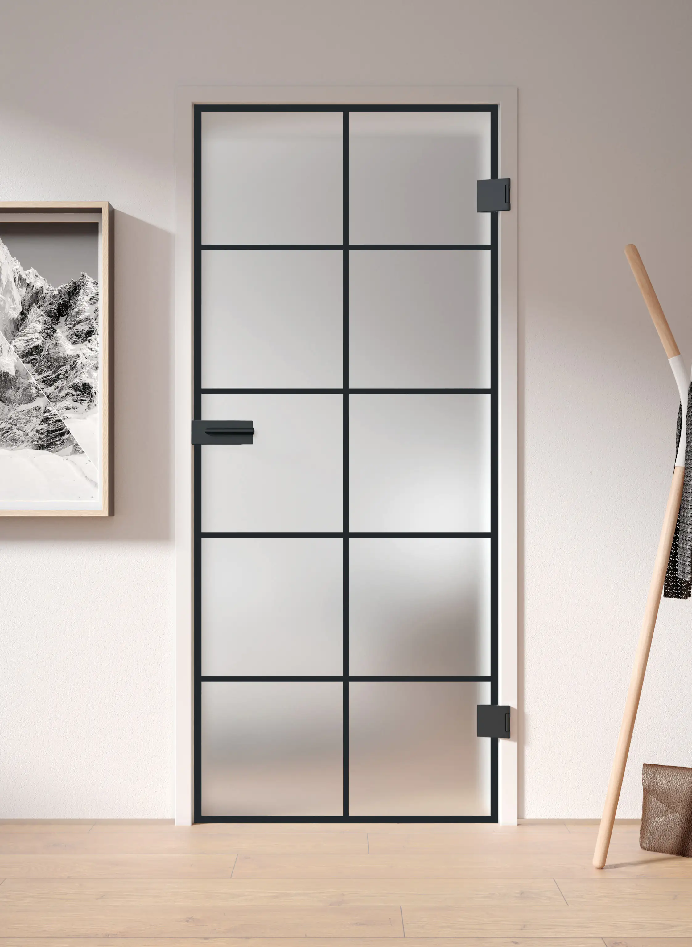 Ambiente Glastür Black Loft Satinato DIN rechts Dekor S 76/20