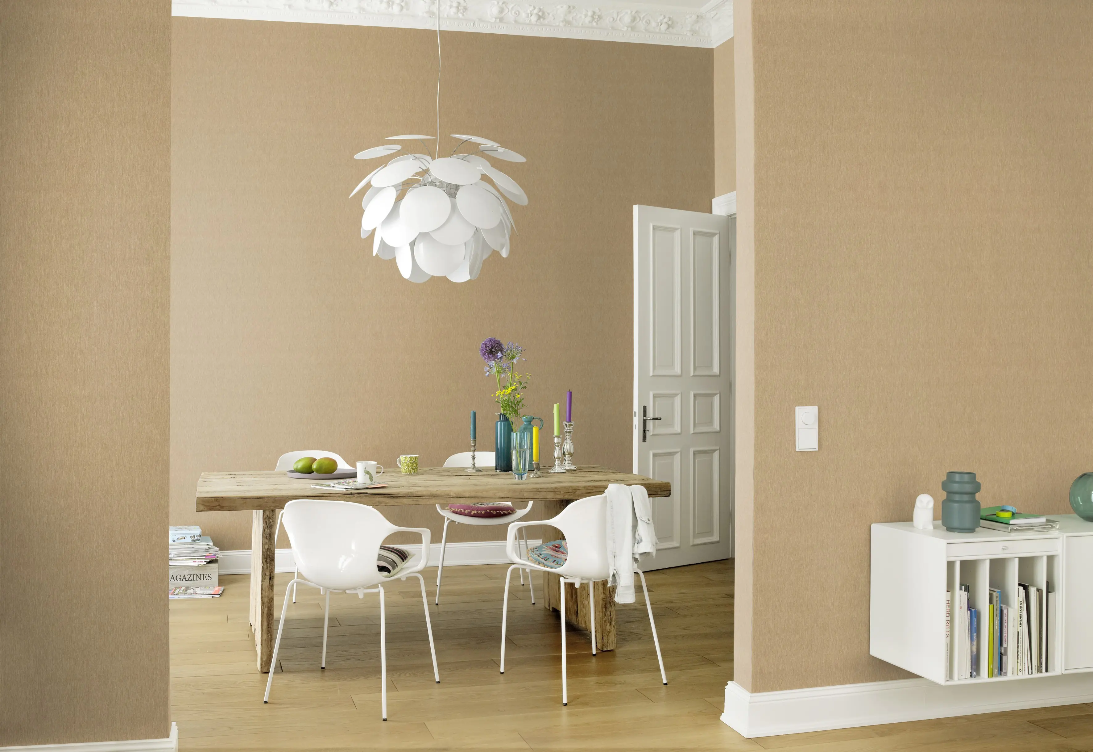 Rasch Vliestapete Uni Sky Lounge gold 10,05 x 0,53 m