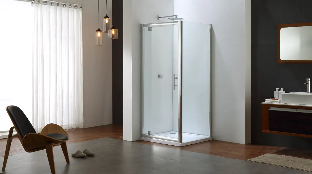 Primaster Pivot-Duschtür mit Seitenwand Easy-6 90 x 90 cm Klarglas