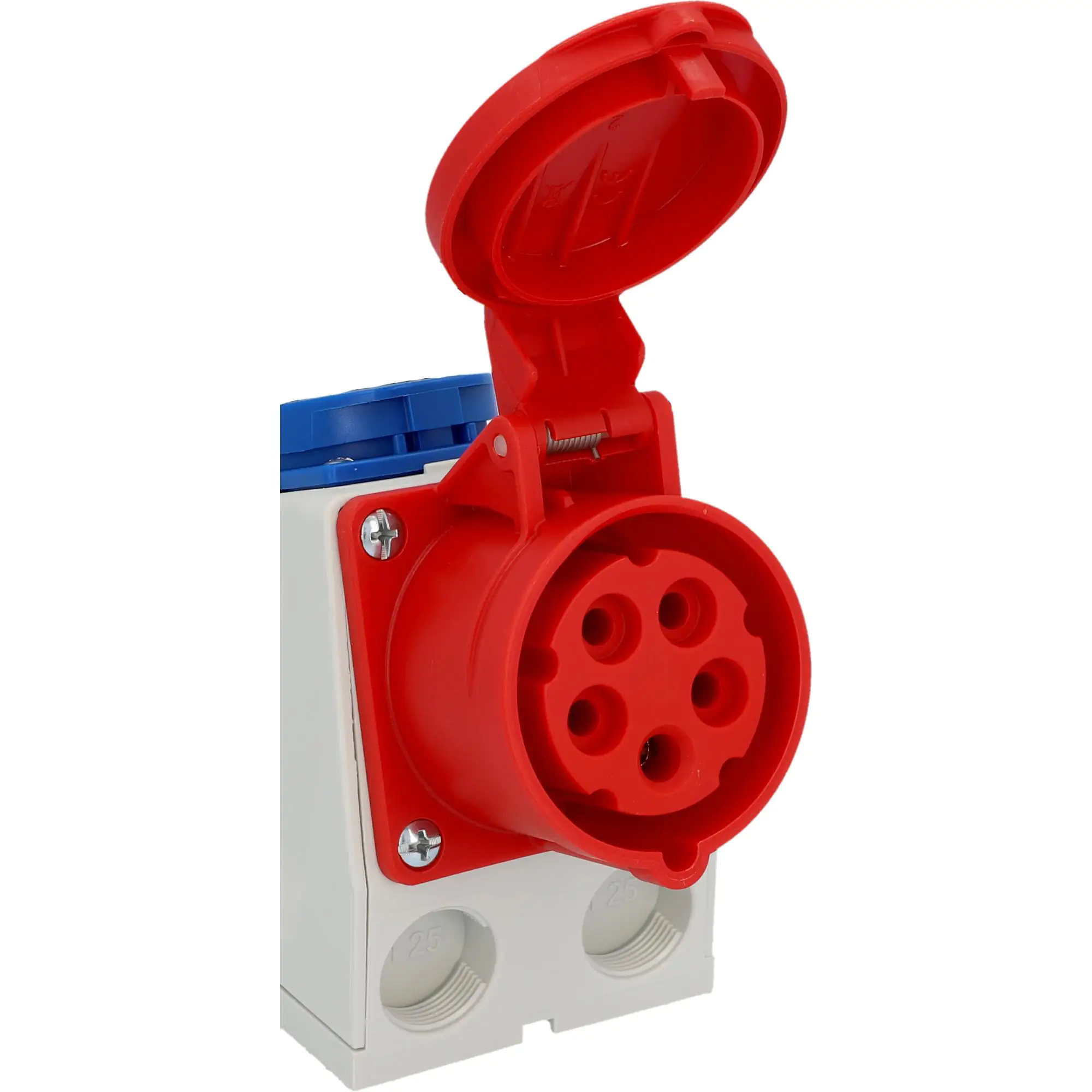 PCE CEE-Kombi-Wandsteckdose 1x Schutzkontakt 1x CEE 16A blau