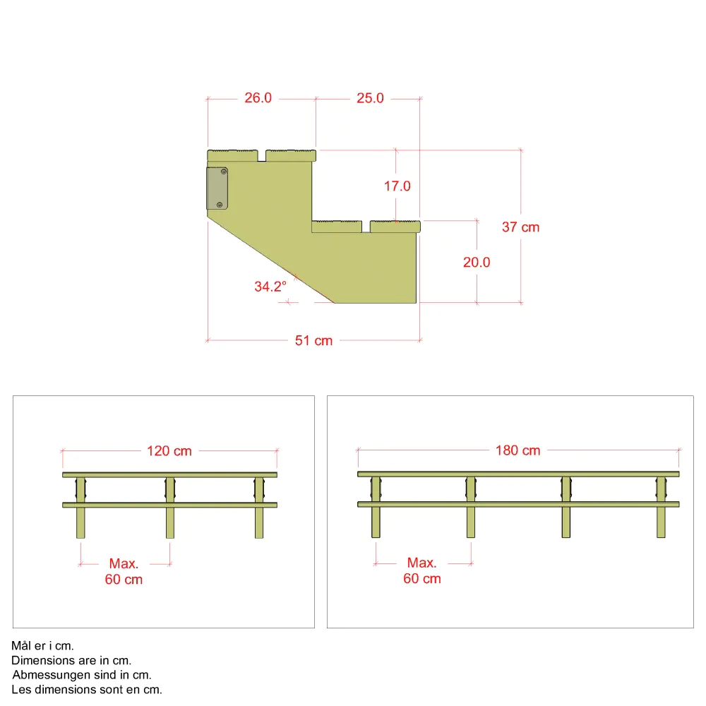 Plus Außentreppe Kiefer 2 Stufen 120 cm breit