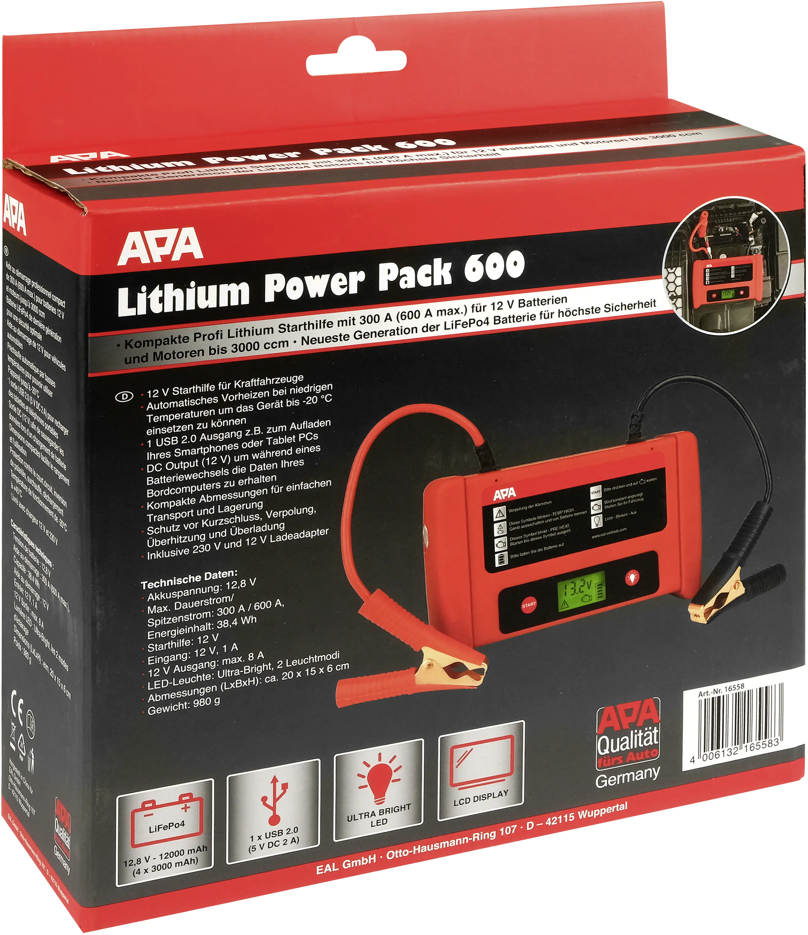 APA Lithium Powerbank 300/600A 12V mit Starthilfe