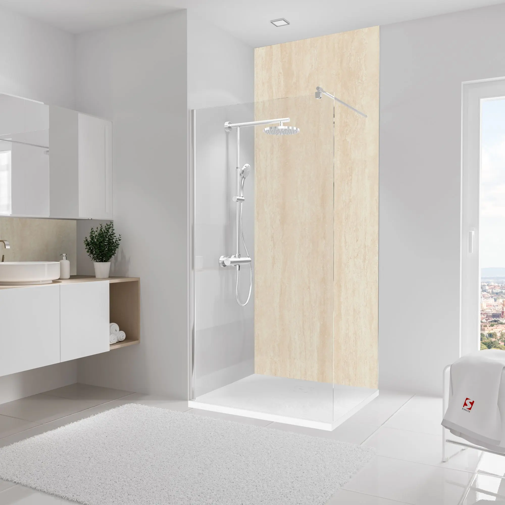 Schulte Duschrückwand DecoDesign Softtouch 100 x 255 cm Kalkstein beige