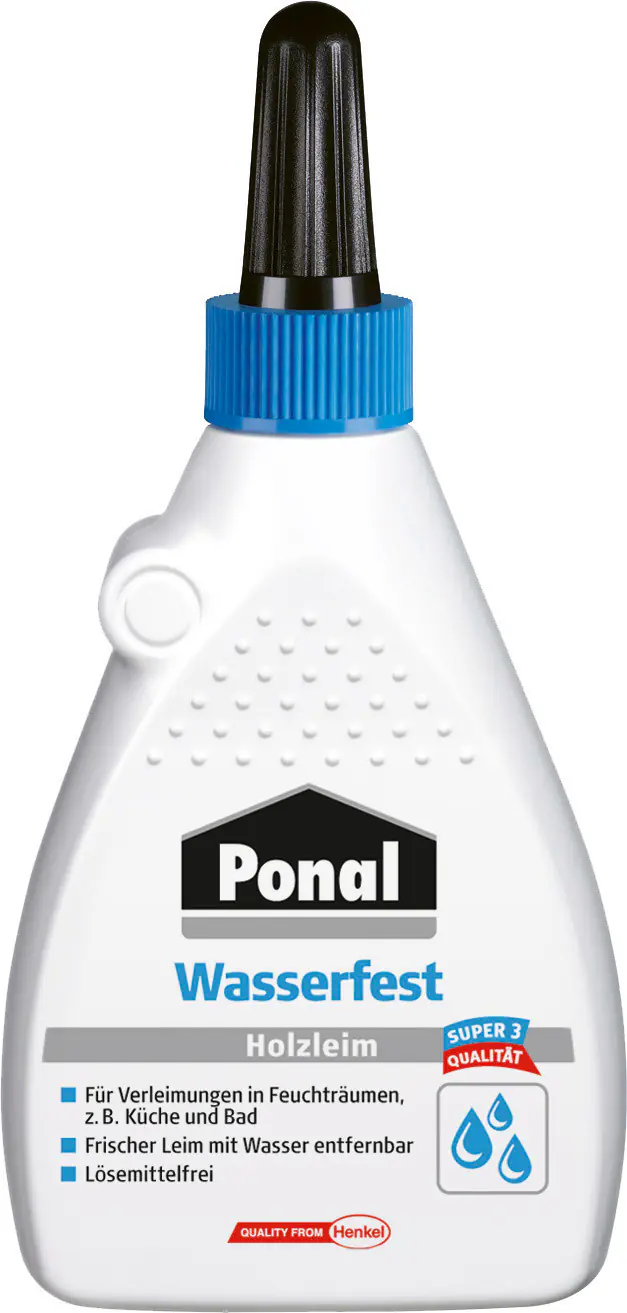 Ponal Holzleim Wasserfest 120 g Flasche, trocknet transparent