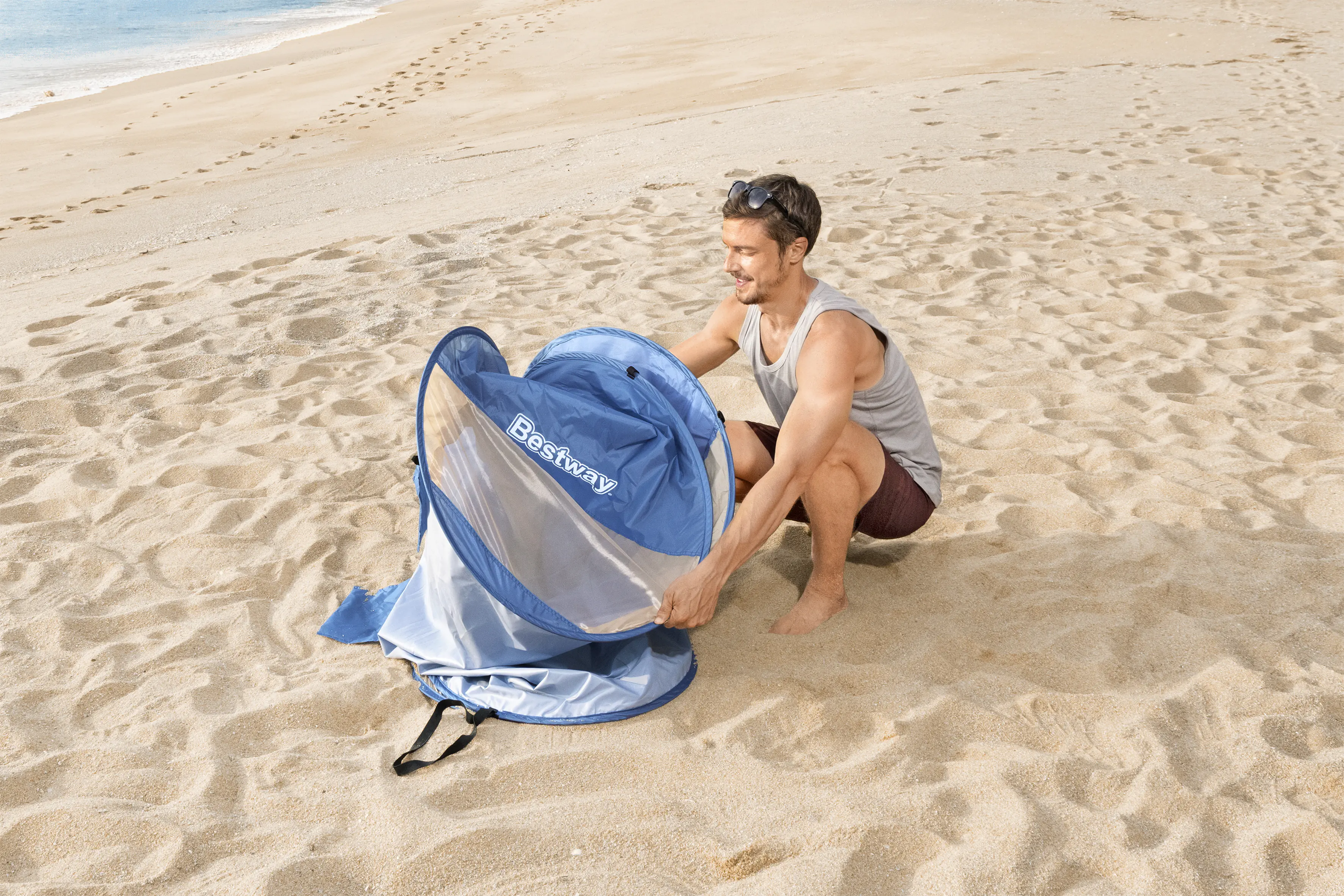 Bestway Zelt Strandmuschel Beach Quick 2 blau 200 x 120 x 90 cm
