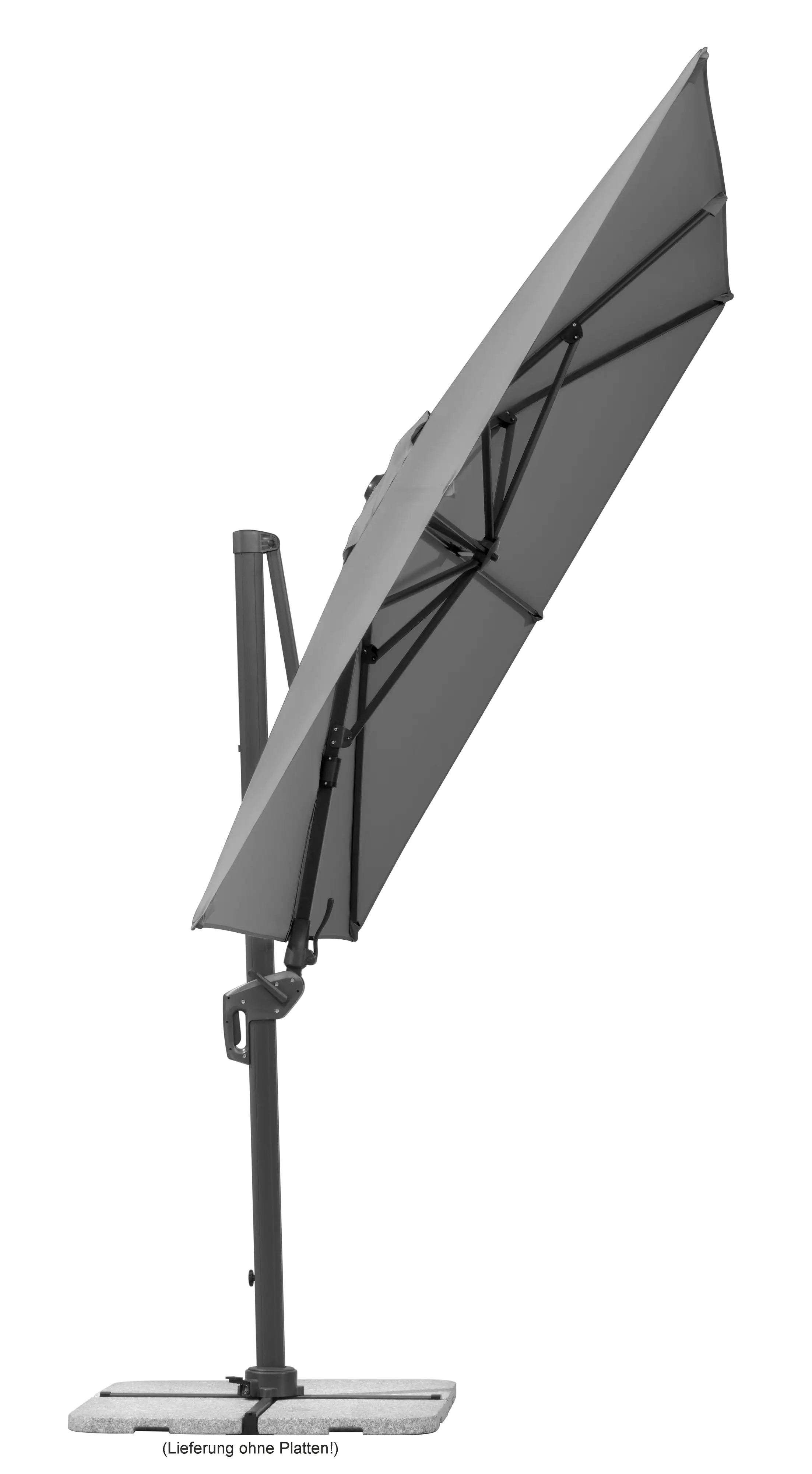 Schneider Ampelschirm Rhodos Twist anthrazit 350 x 260 cm inkl. Sonnenschirmhülle