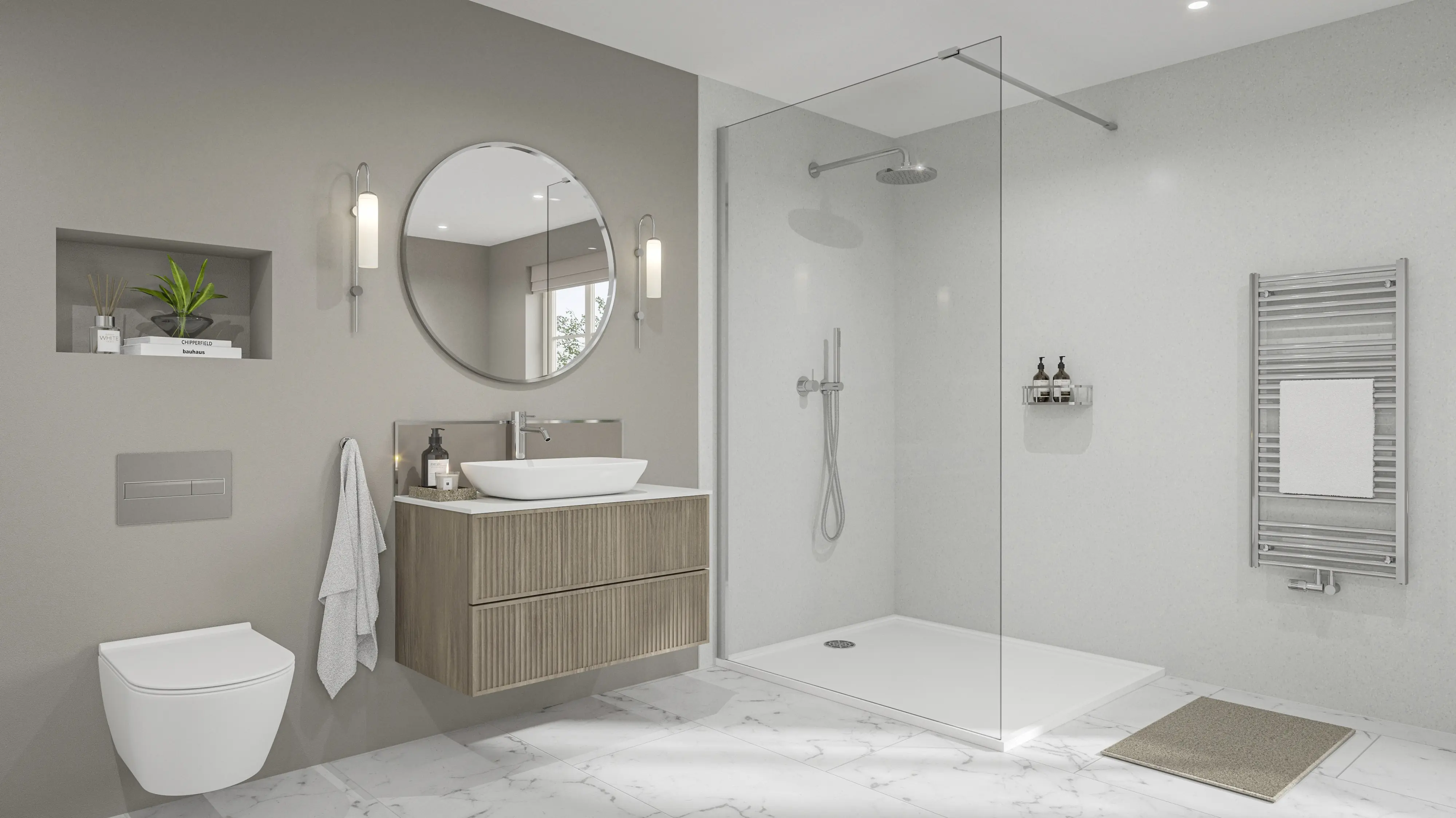 Wetwall Elite Wandpaneel  Blanco Frost 120 x 242 cm mit Nut & Feder