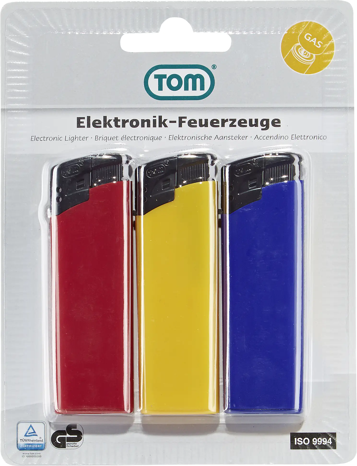 TOM Elektronik-Feuerzeuge 3er Blister