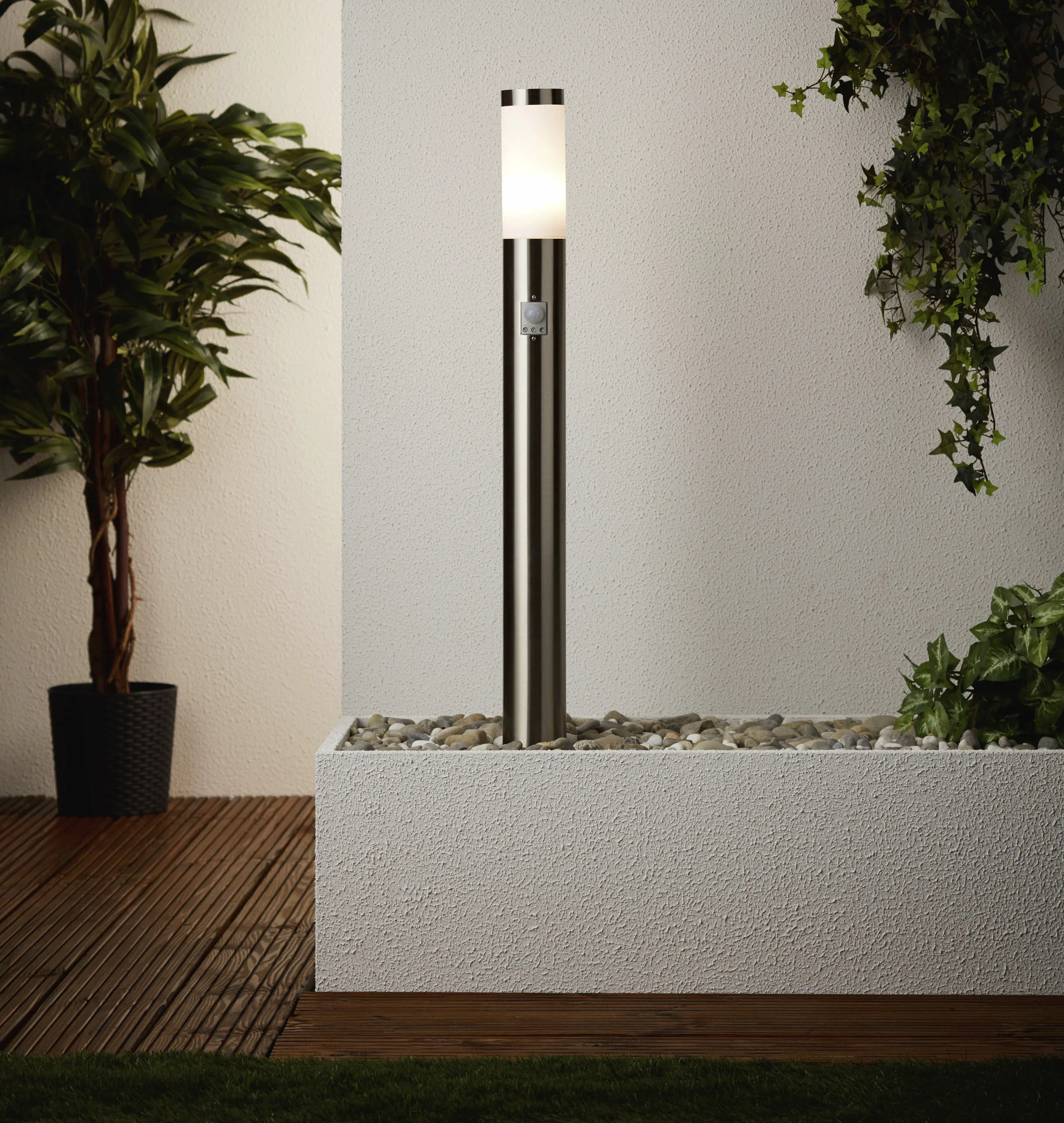 Brilliant Wegeleuchte Bole edelstahl 77,5 cm Bewegungsmelder E27 60 W