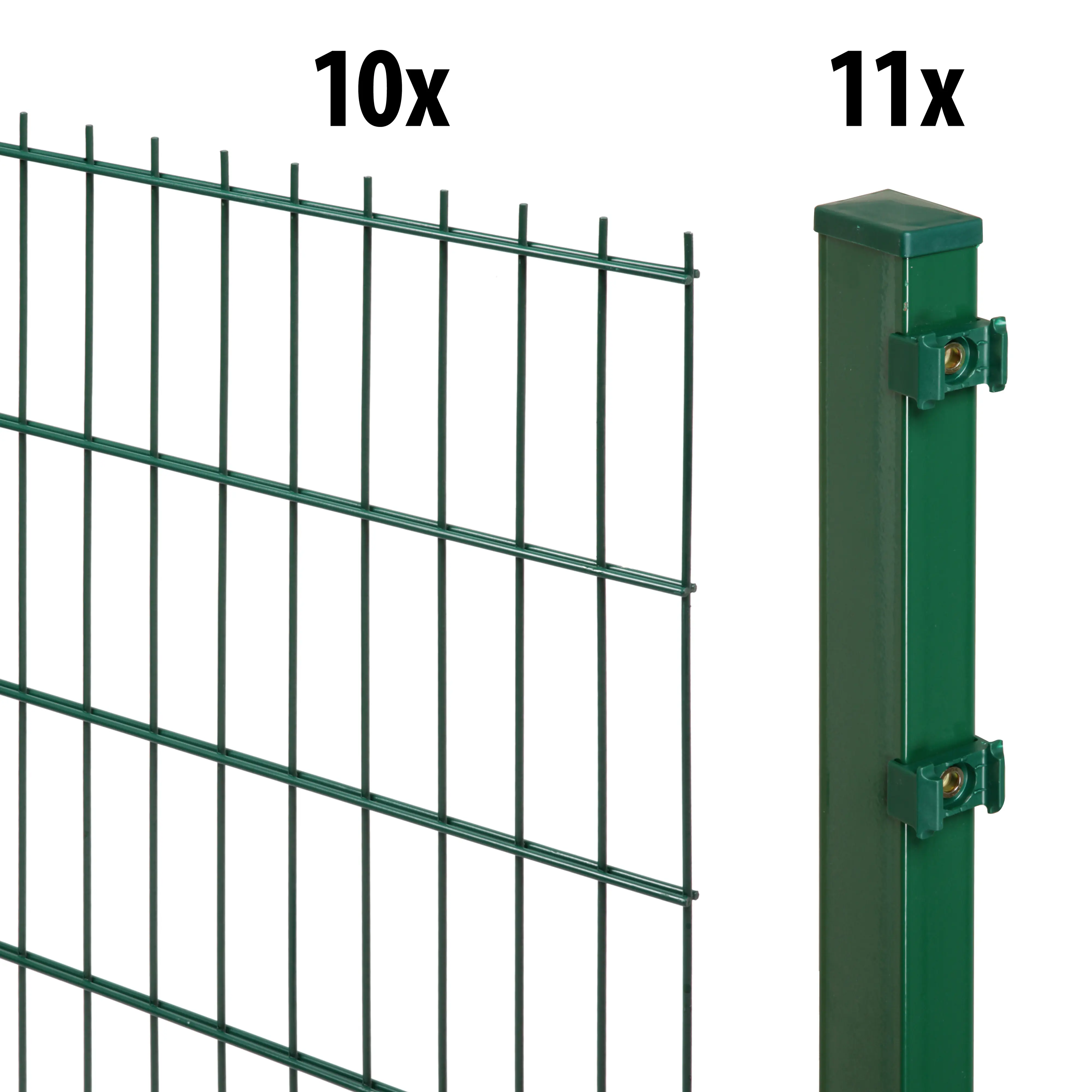 Floraworld Doppelstabmatten-Zaun Set Comfort 20 m 201 x 103 cm inkl. 11 Pfosten 160 cm moosgrün