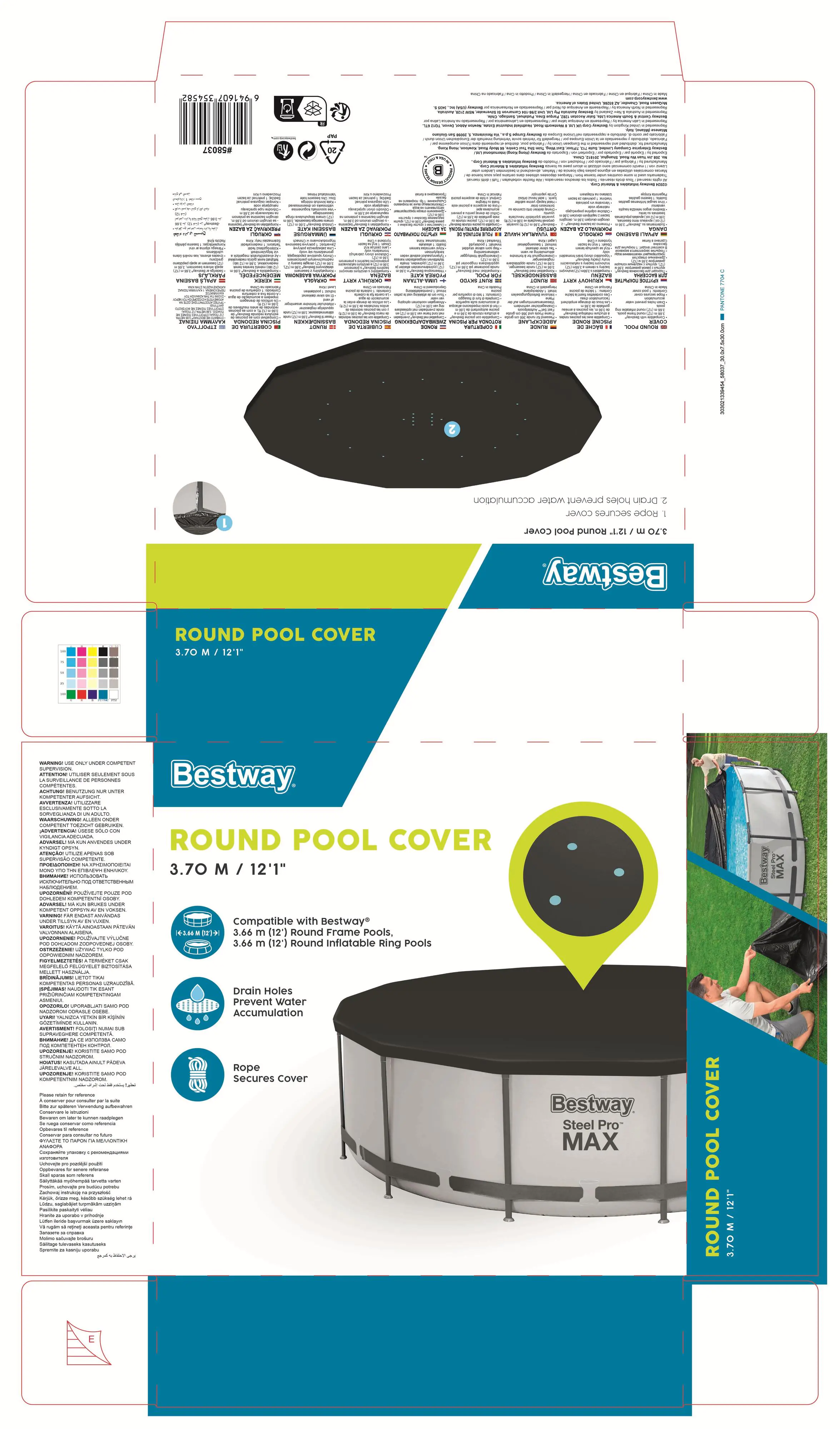 Bestway Poolabdeckung rund Ø 3,70 m