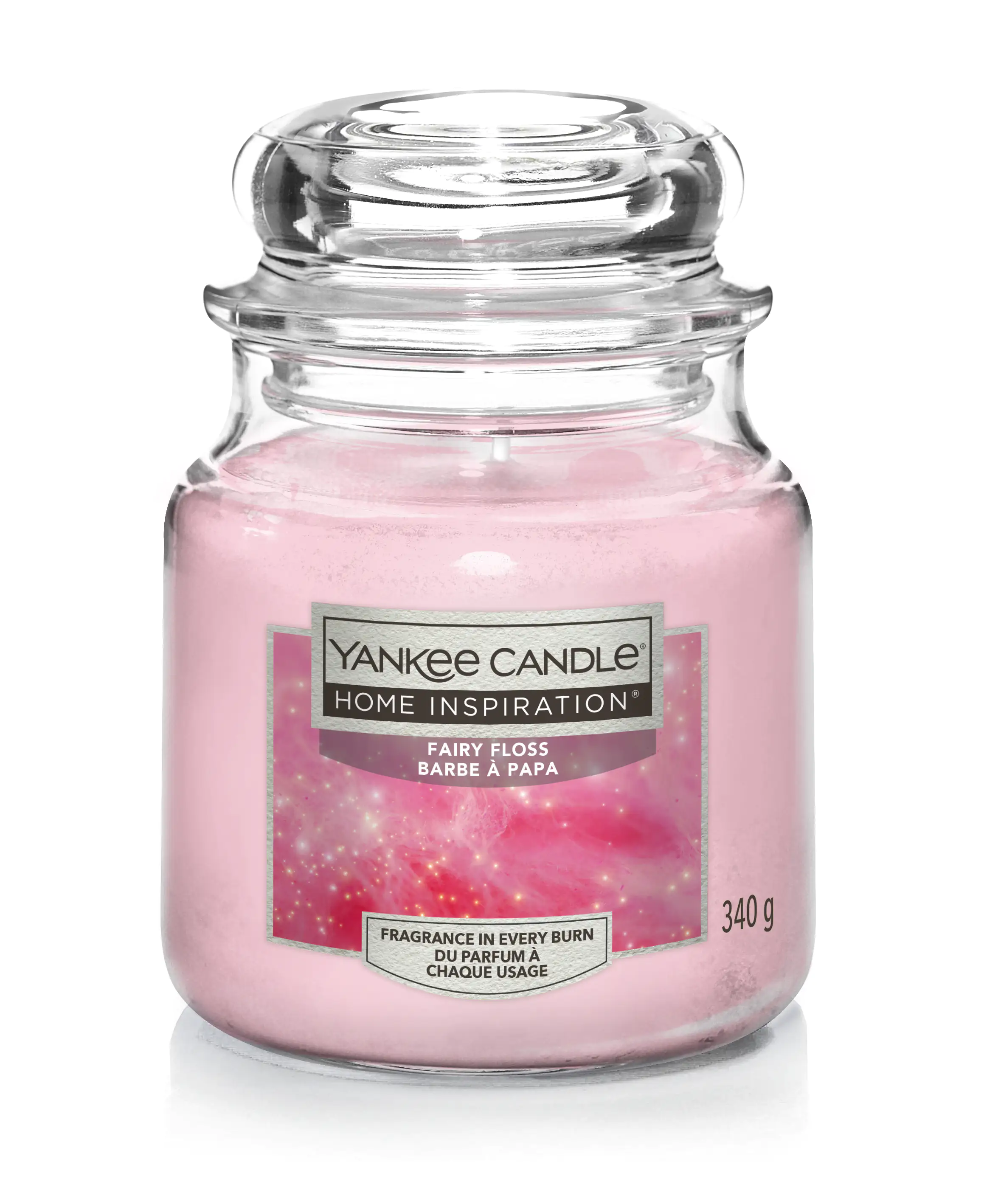 Yankee Candle Duftkerze Mittleres Glas Fairy Floss 340 g, rosa