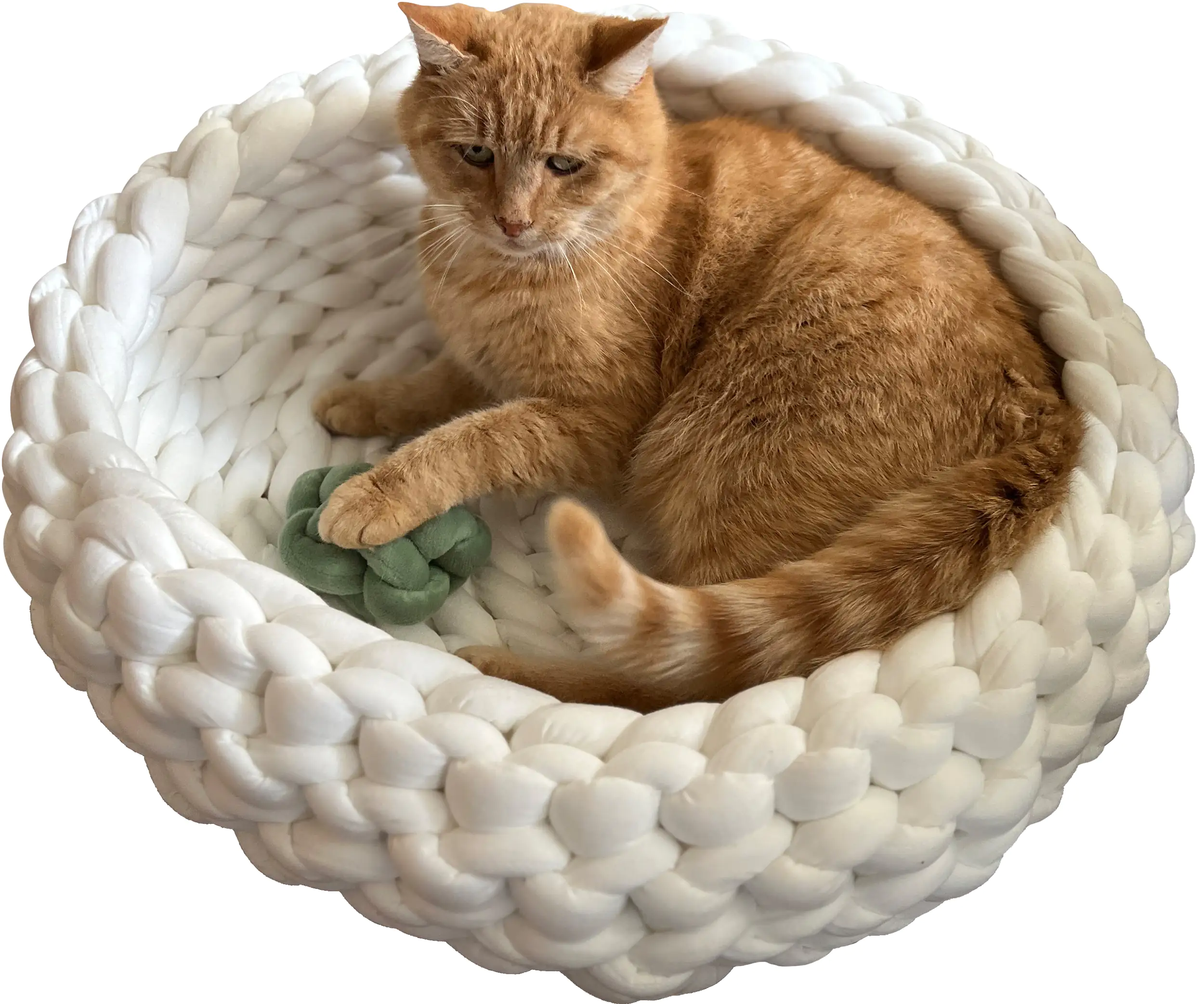 Katzenkorb Grobstrick geflochten 50 x 50 x 15 cm beige