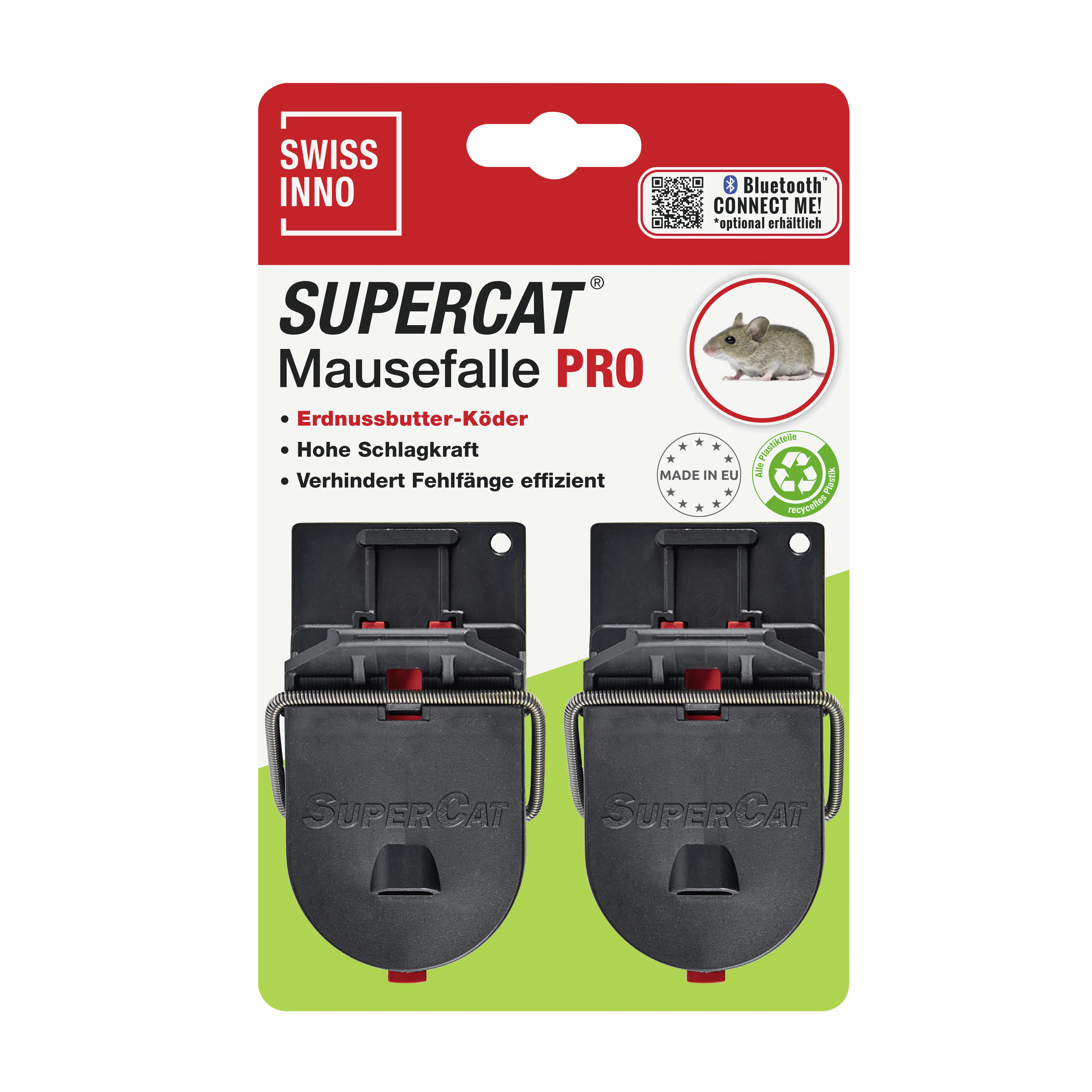 Swissinno Mausefalle PRO SuperCat 2 Stück inkl. Erdnussbutter-Köder