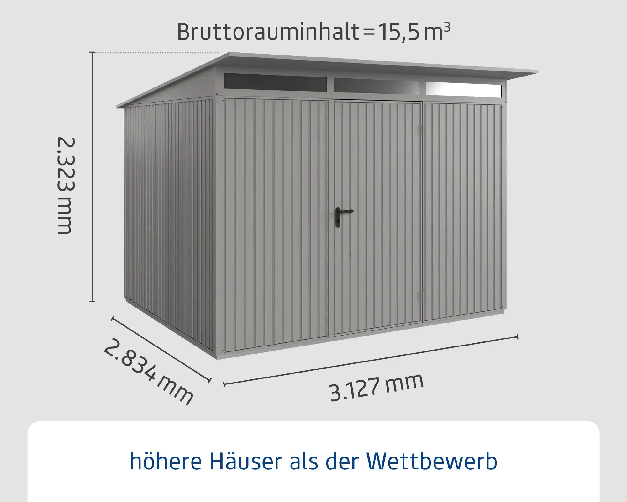 EcoStar Gerätehaus Trend-P Typ 3 graualuminium 312,7 x 283,4 x 232,3 cm