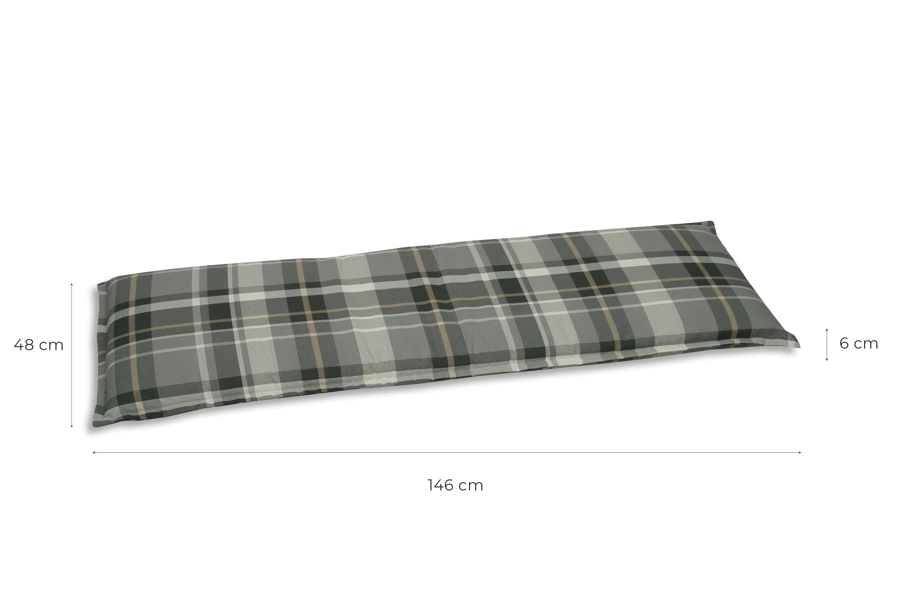 Go-De Bankauflage 146 x 48 x 6 cm grau-kariert