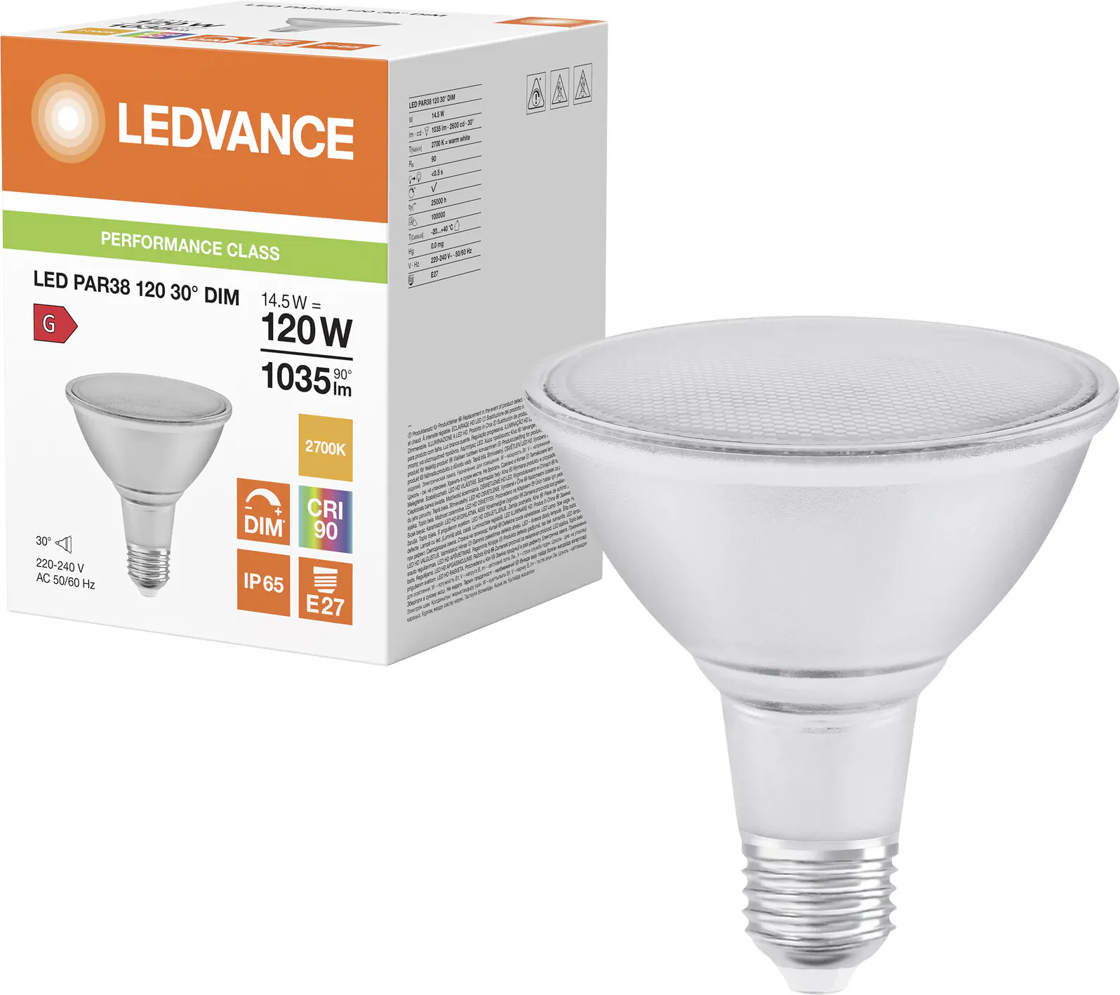 Ledvance LED Leuchtmittel E27 PAR38 30° 14,5W dimmbar warmweiß