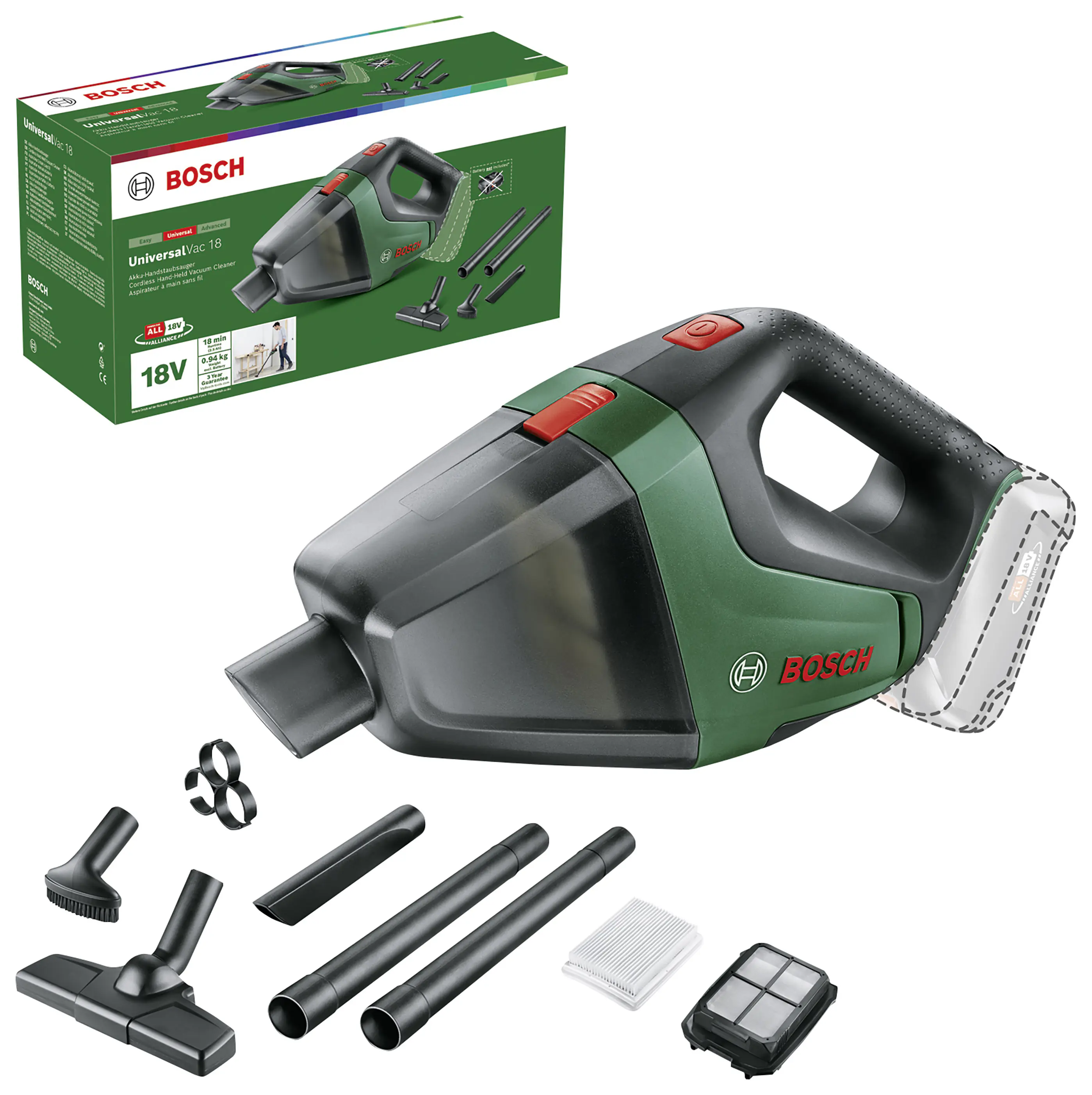 Bosch Akku-Handstaubsauger UniversalVac 18 18 V Solo