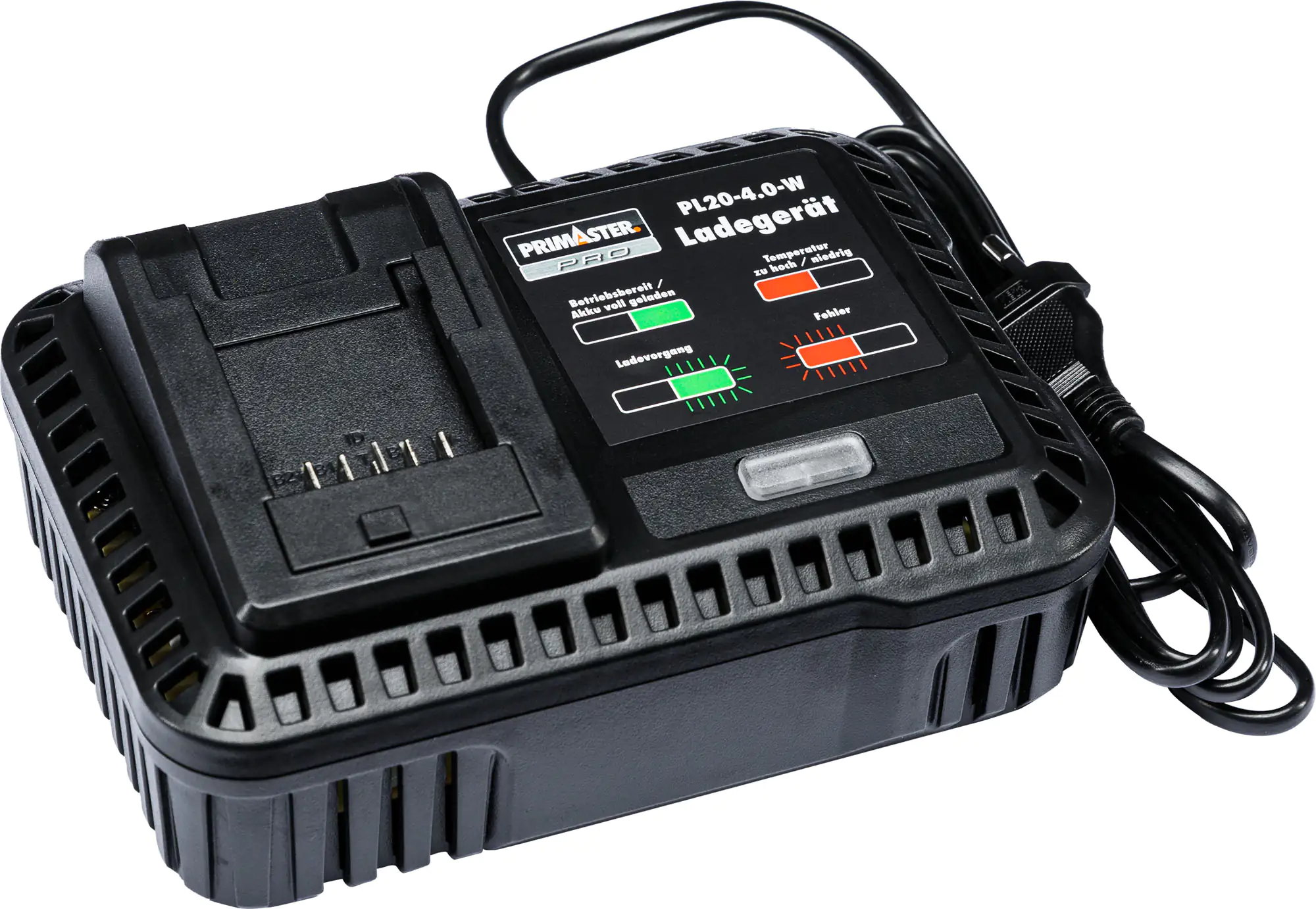 Primaster Pro Akku-Bohrschrauber PAS20BL-W 20 V mit 2 Akkus und Ladegerät