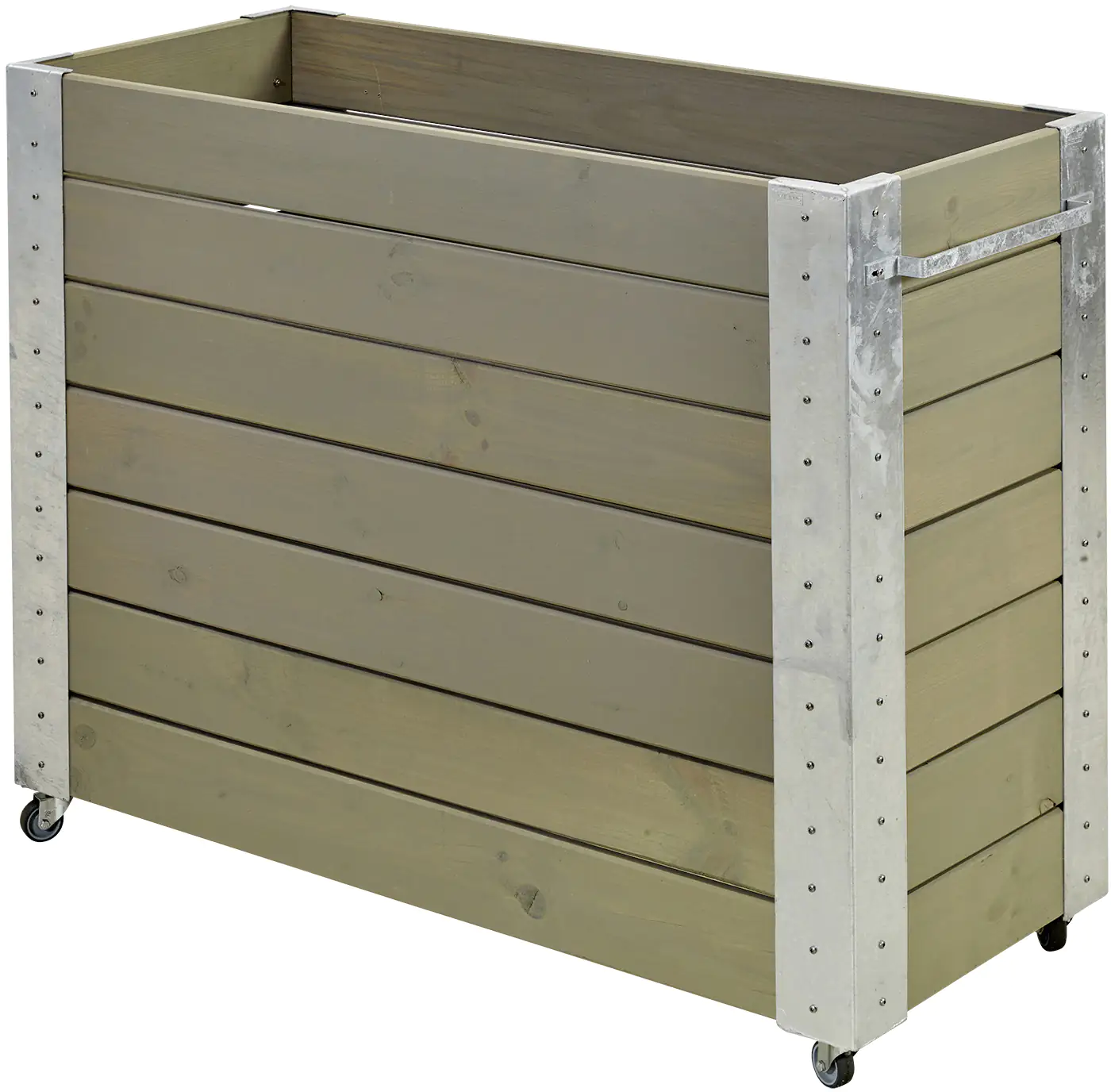 Plus Blumenkasten Cubic mit Räder Druckimpräg.RAL 7023 Graubraun
