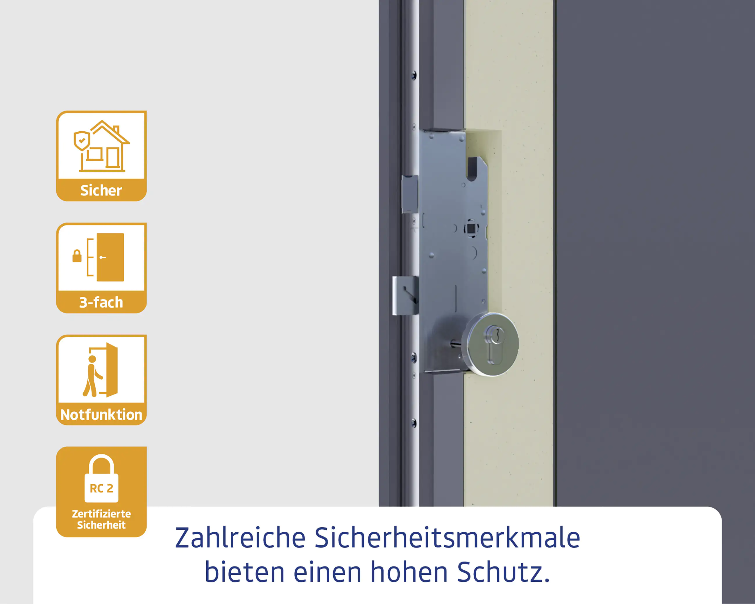 EcoStar Haustür ISOPRO Secur IPS 020 RC2 graualuminium 110 x 210 cm