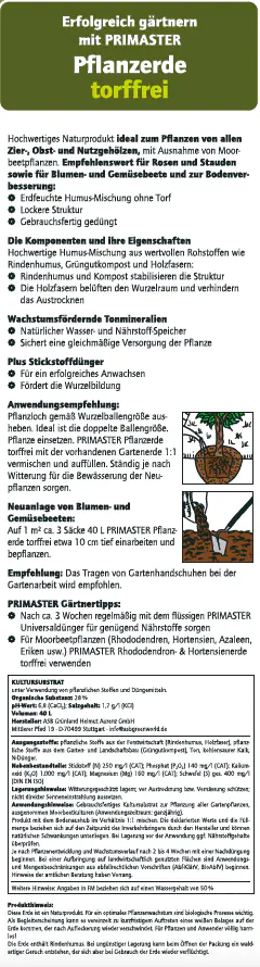 Primaster Pflanzerde 40 L torffrei