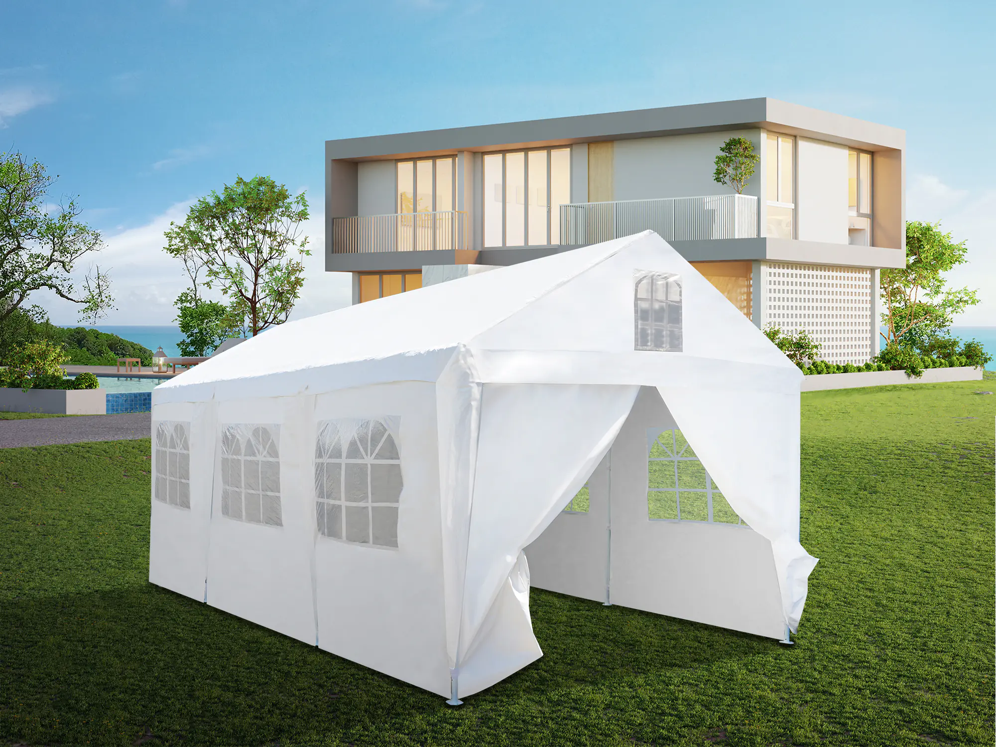TrendLine Seitenteile für Großraumzelt 300 x 600 cm weiß 6 Stück