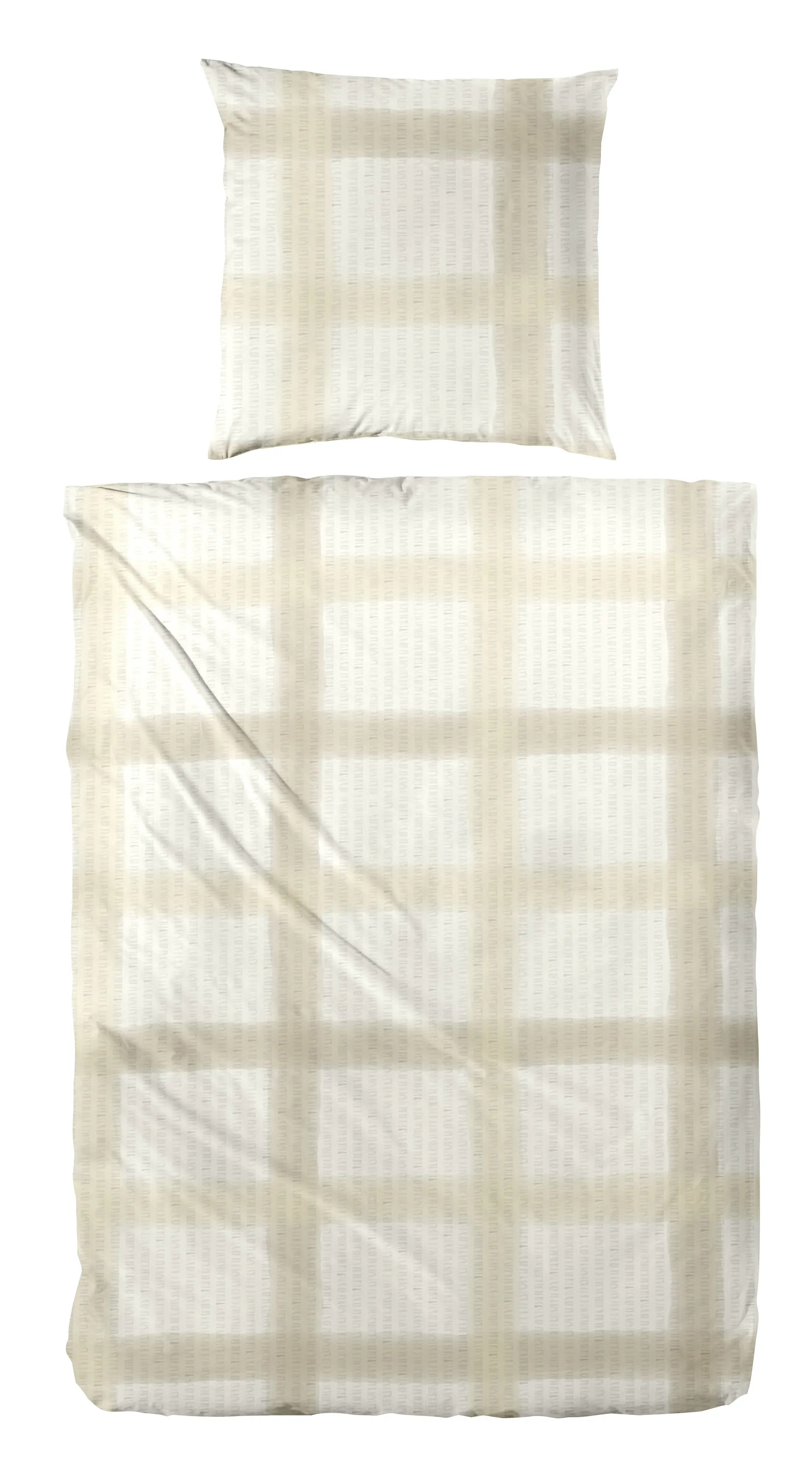 Bettwäsche Soft-Seersucker Karo beige 155 x 220 cm